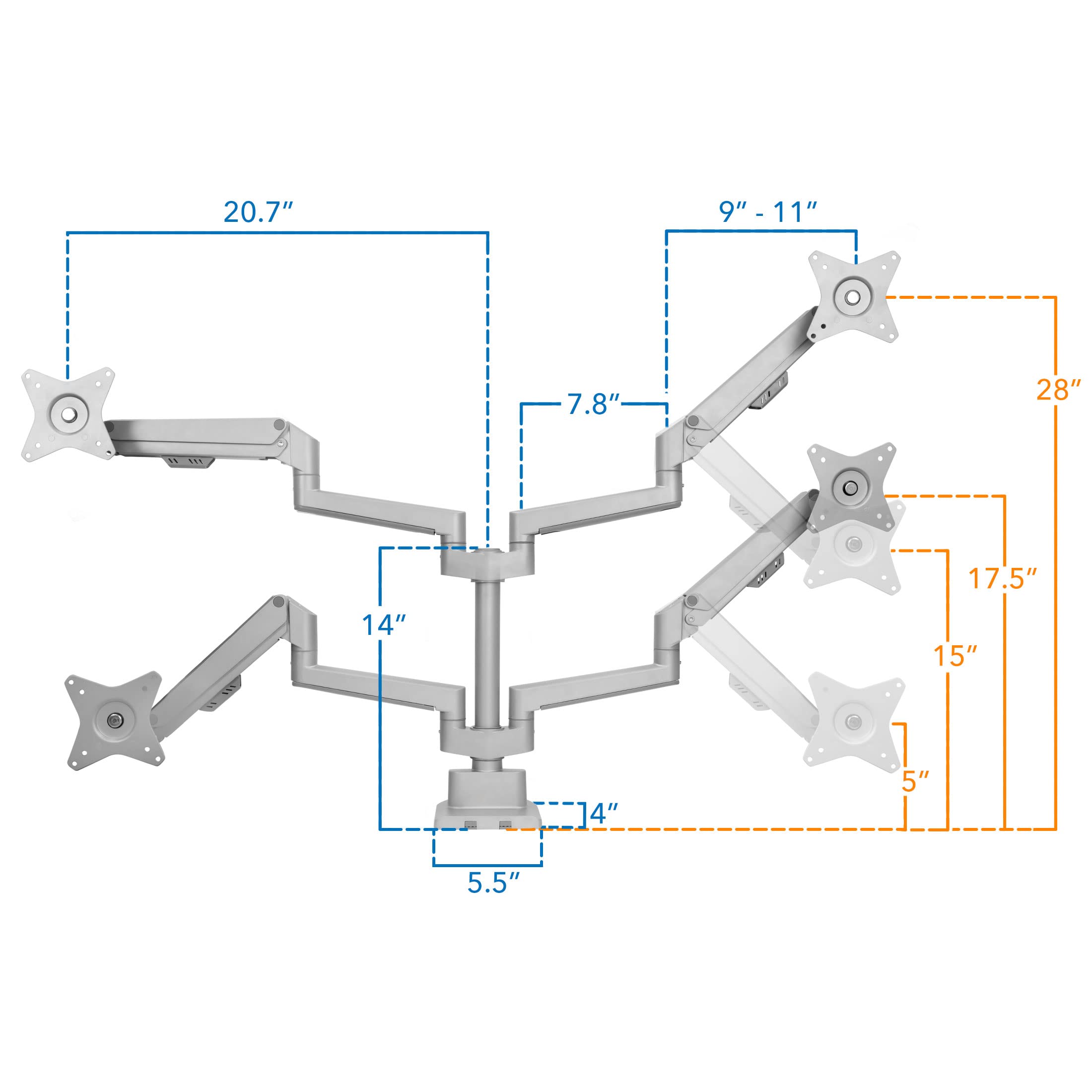 Mount-It! Dual Monitor Stand for 2 Screens - Adjustable Gas Spring Desk Mount with VESA 75/100 Compatibility, Fits 32