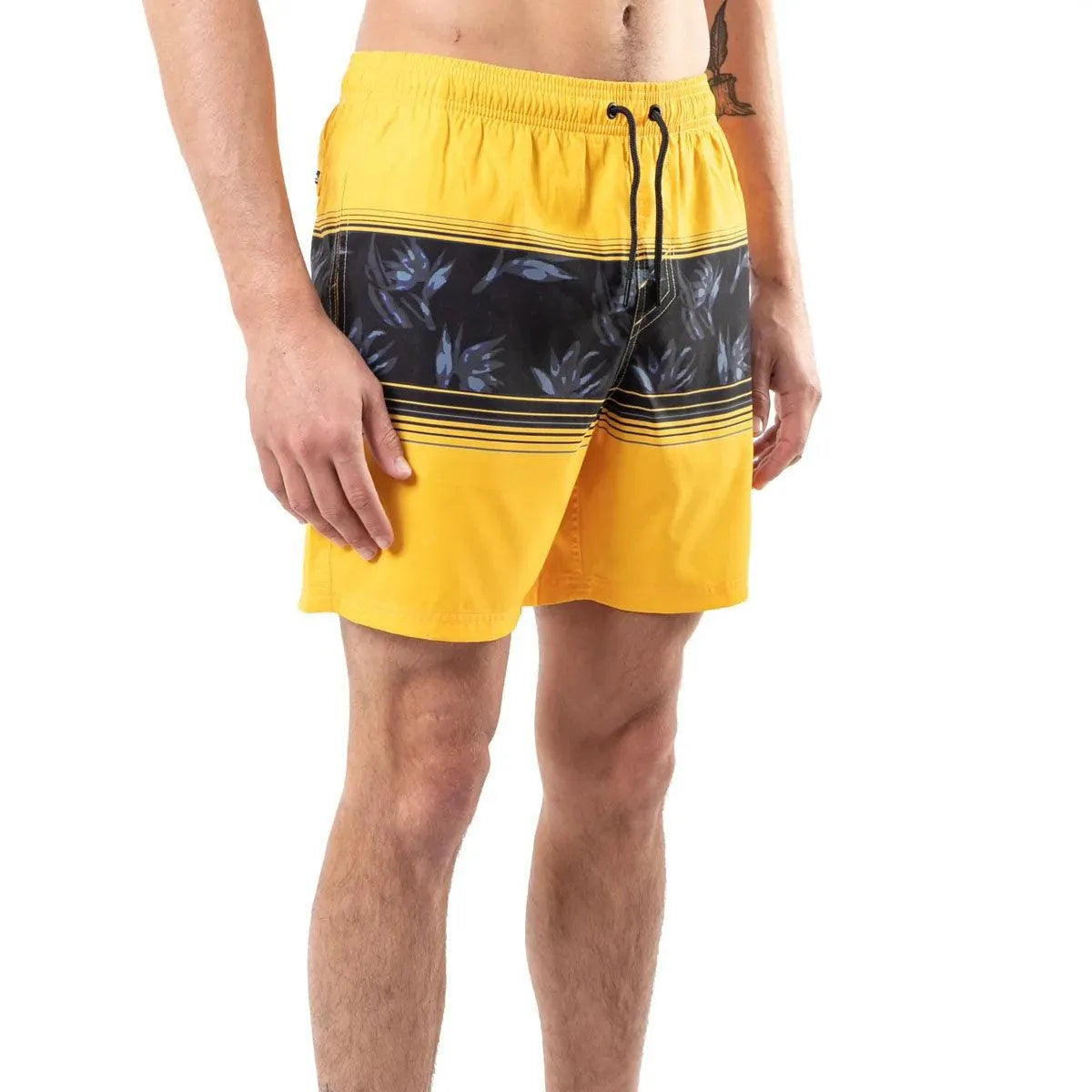 O'Neill Men's Cali Stripe Amarillo Print Swim Trunks - Quick-Dry Board Shorts for Surfing, Beach & Pool
