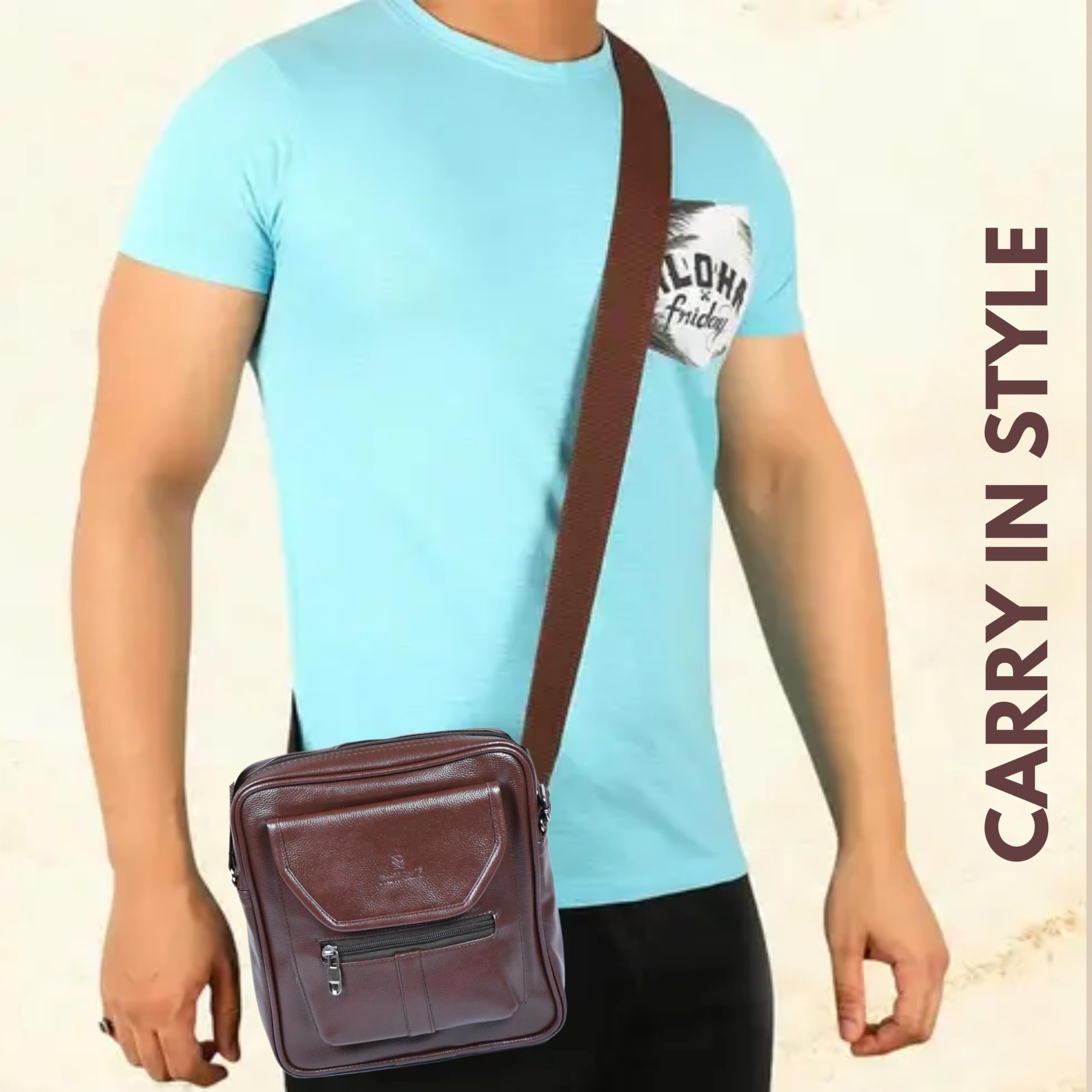 Ruff Luk® Men's Sling Bag - Crossbody Messenger Shoulder Bag for Travel, Gym & Daily Use | Durable Cash & Mobile Pouch | Compact Tab Bag for Work & Outdoor Activities