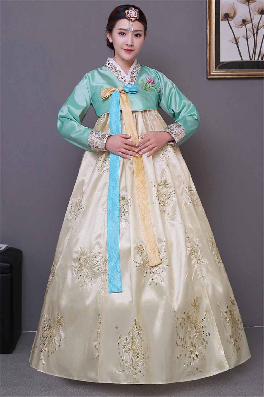 Korean Traditional Hanbok Dress for Women - Long Sleeve Palace Style Hanboks Costume for Wedding, Dance & Cosplay | Perfect for Cultural Events, Festivals & Special Occasions