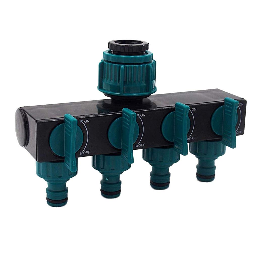 4-Way Garden Hose Splitter - Heavy Duty Plastic Water Tap Connector for Outdoor Lawn, Garden & Car Washing | Durable Leak-Proof Water Distributor (Model RD6)