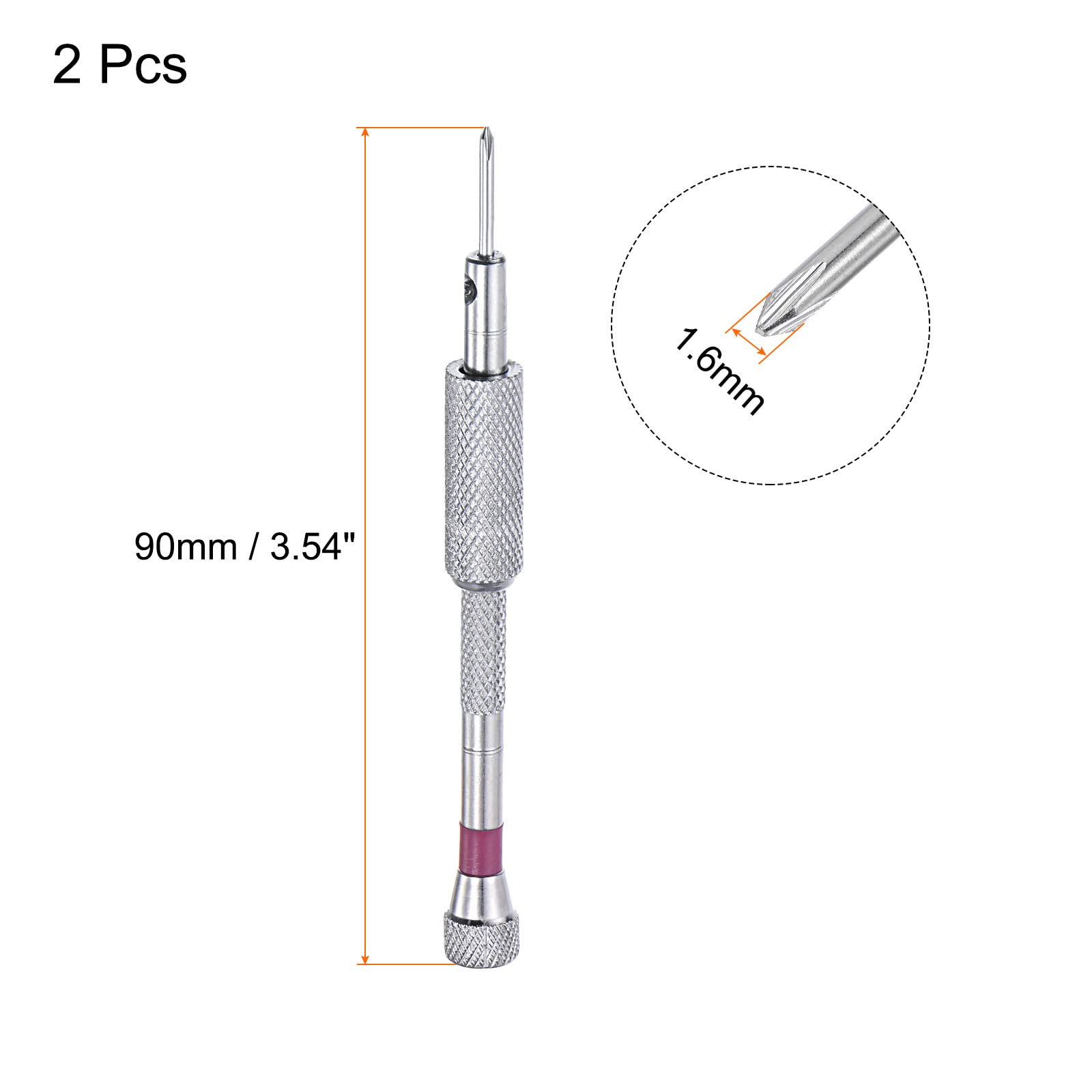 uxcell Micro Precision Screwdriver Set - 1.6mm Phillips Head for Watch, Eyeglasses & Electronics Repair (2-Piece) - Perfect for Jewelry, Smartphones & Small Device Maintenance