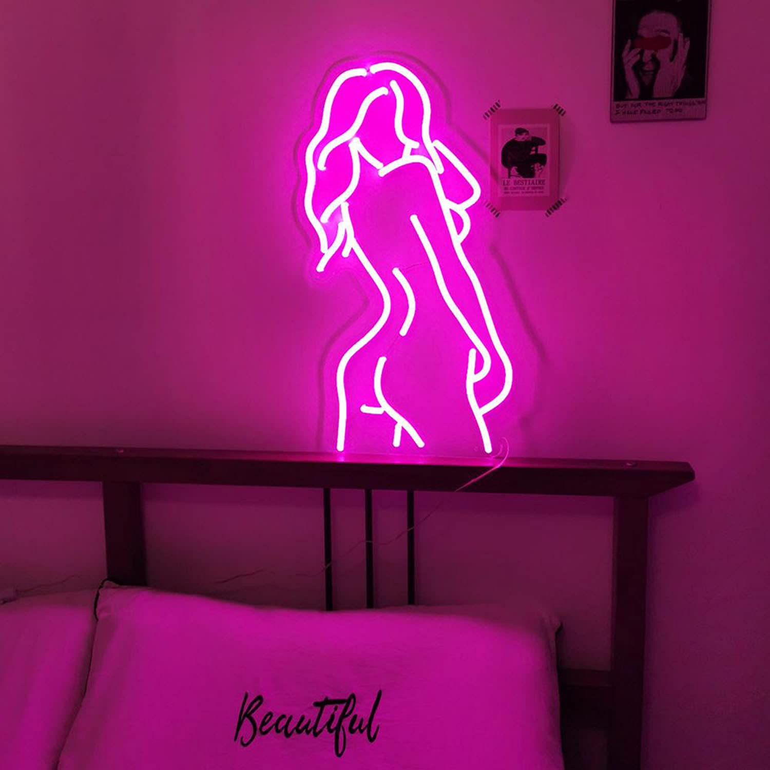 Sexy Lady Neon Light Sign - Naked Woman Wall Art Decor for Home, Bedroom, Bar & Party - Pink LED Backlit Decoration for Wedding, Holiday & Beer Events - Perfect for Nightclubs, Man Caves & Themed Rooms