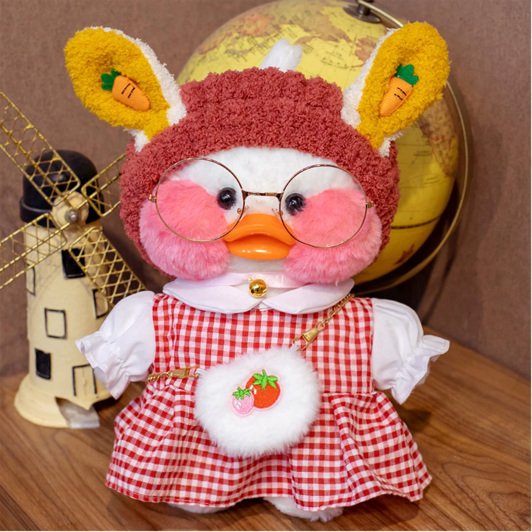 **4-Pack Kawaii Duck Plush Clothes Set with 13 Adorable Accessories - Soft Stuffed Animal Outfits for Kids & Collectors (Red) - Perfect for Dress-Up, Gifts & Nursery Decor**