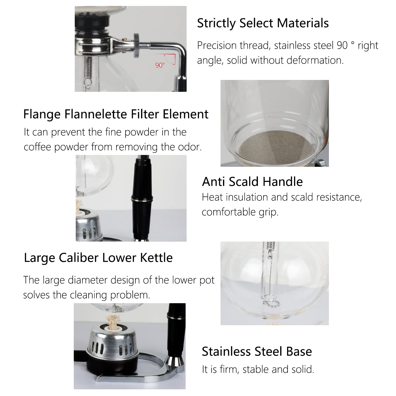 Premium 500ml Siphon Coffee Maker - Clear Glass Tabletop Syphon Brewer with Anti-Scalding Handle & Easy Cleaning | Perfect for Home, Coffee Shops, Offices & Specialty Brewing Enthusiasts