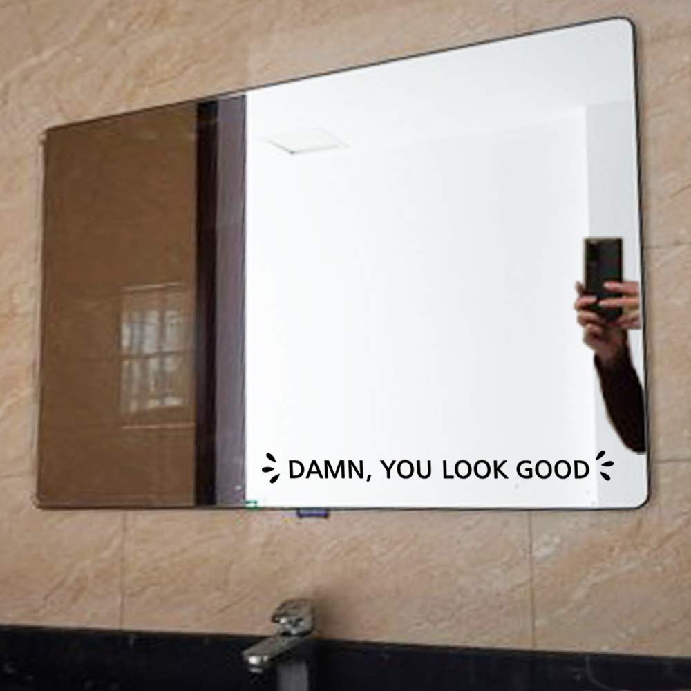 Motivational Mirror Decal - 'You Look Good' Positive Affirmation Vinyl Sticker for Bathroom & Bedroom Decor (13x1.3 Inch) - Self-Esteem Booster & Daily Inspiration