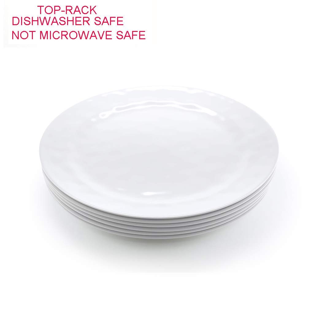 KX-WARE 12-Piece 10-Inch Melamine Dinner Plates Set - Durable, Lightweight & Shatterproof White Plates for Everyday Use - Perfect for Restaurants, Picnics & Outdoor Dining