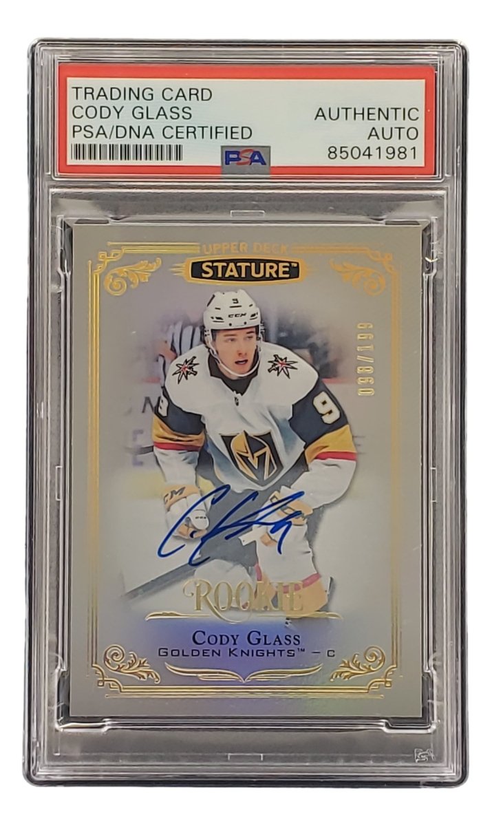 Cody Glass Autographed 2020 Upper Deck #200 Vegas Golden Knights Rookie Hockey Card - PSA/DNA Certified - Perfect for NHL Collectors, Sports Memorabilia Fans & Hockey Card Investors