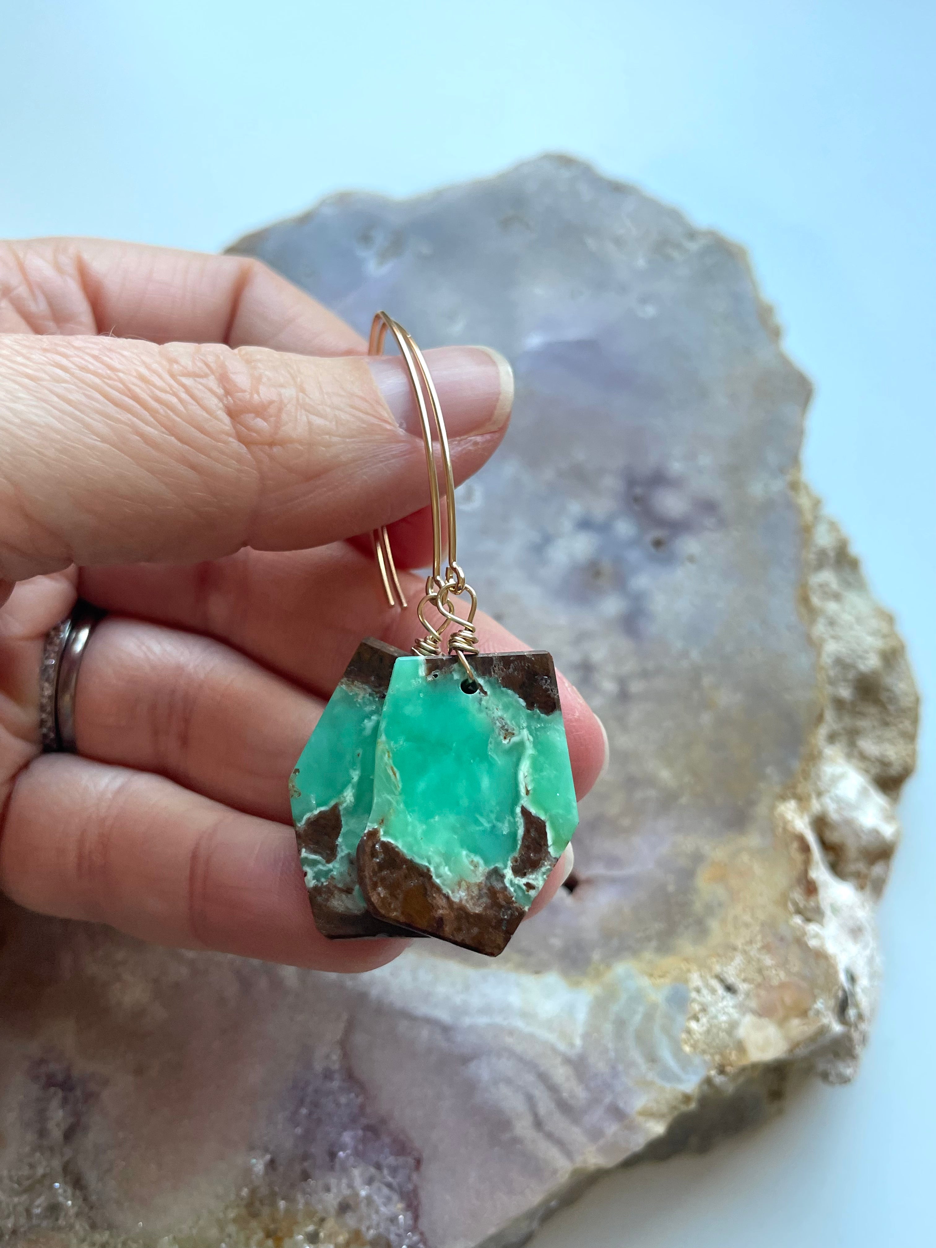 Stunning Chrysoprase Statement Earrings in Gold Fill - Elegant Dangle Earrings for Women, Perfect for Parties, Weddings & Special Occasions