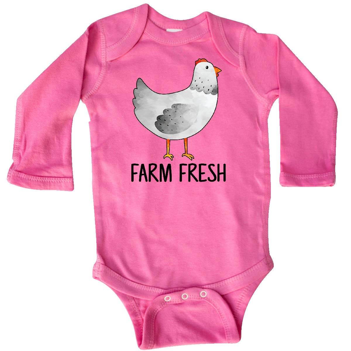 Inktastic Farming Chicken Farm Fresh Long Sleeve Baby Bodysuit - Cute Farm Animal Outfit for Newborns & Infants - Perfect for Family Photos, Farm Visits & Country-Themed Events