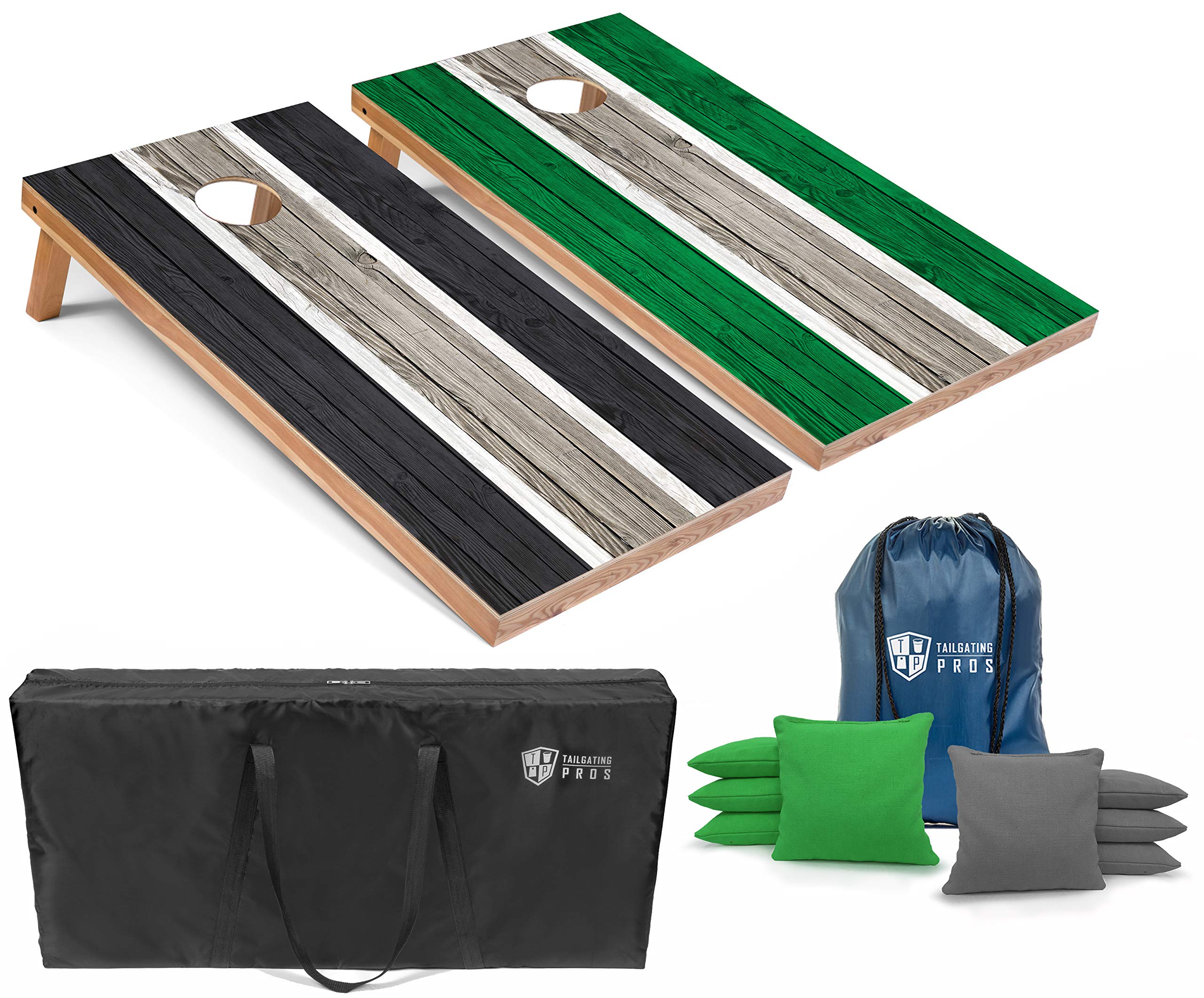 Premium Striped Lightweight Cornhole Board Set with LED Rings - 4'x2' Regulation Size, Includes 8 Bean Bags & Carrying Case - Perfect for Tailgating, Backyard Parties, and Outdoor Games