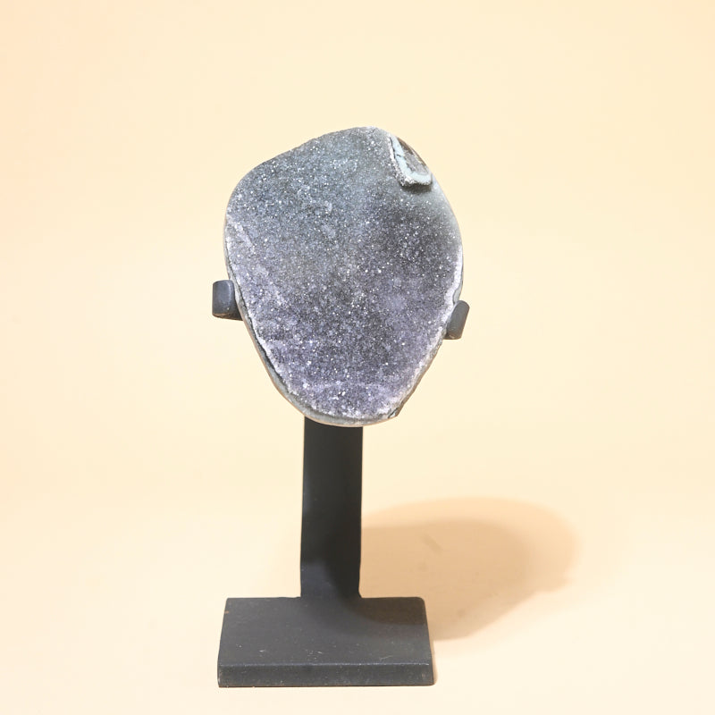 Natural Amethyst Geode on Wooden Stand - 2.5 lbs Healing Crystal for Home Decor, Meditation & Spiritual Gifts