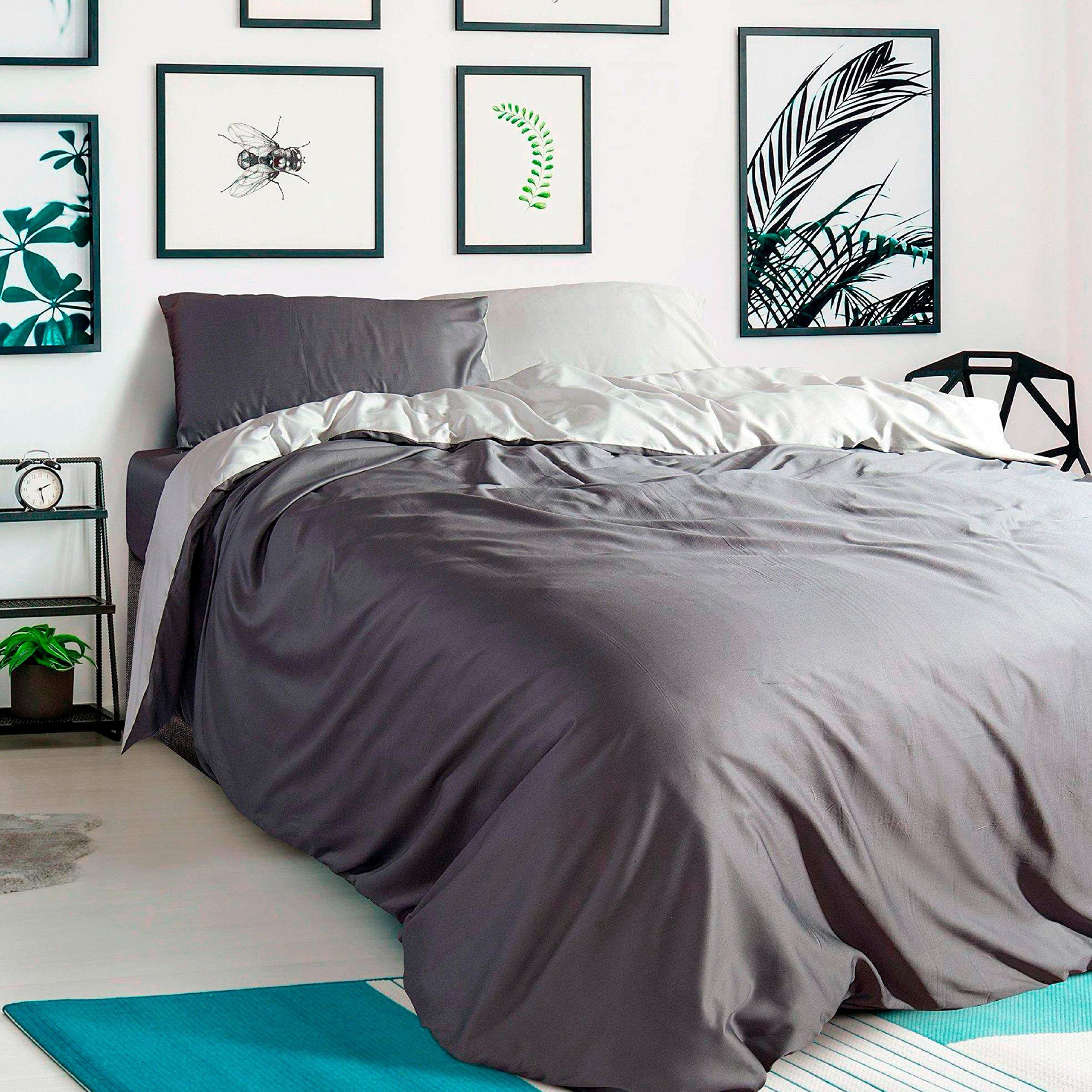 Luxury Double-Sided 100% Cotton Satin Solid Color Duvet Cover Set - Soft Bedding for Master Bedroom, Guest Room & Hotel Use - Breathable & Wrinkle-Resistant Home Textiles