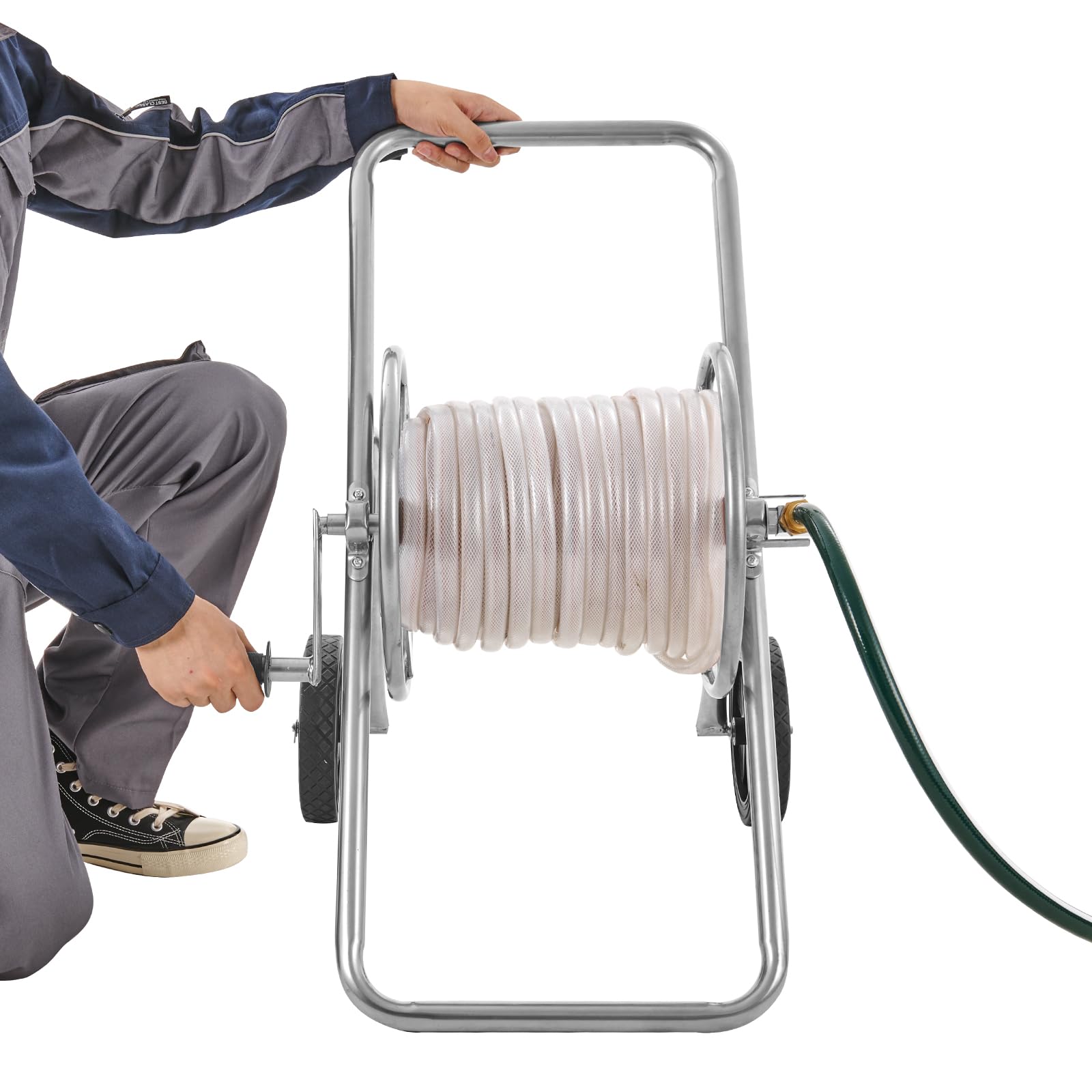 VEVOR Heavy Duty Hose Reel Cart with Wheels - Holds 175 ft of 5/8