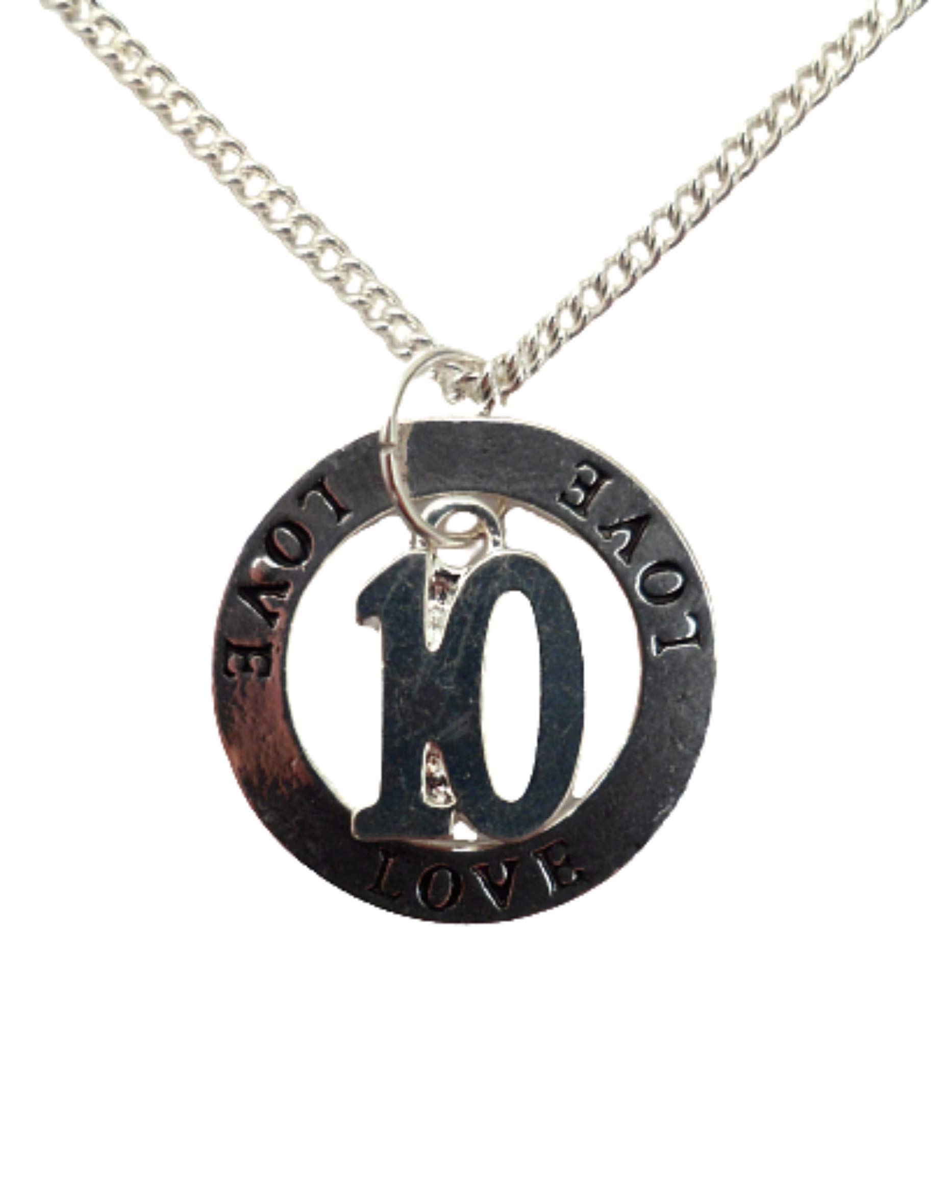 10th Anniversary Silver Plated Necklace - Love Circle Charm for Gifts