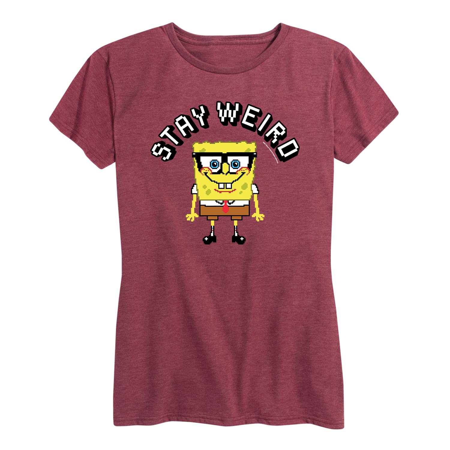 HYBRID APPAREL Spongebob Squarepants Stay Weird Women's Short Sleeve Graphic T-Shirt - Funny Cartoon Tee for Casual Wear, Beach Outings & Pop Culture Fans