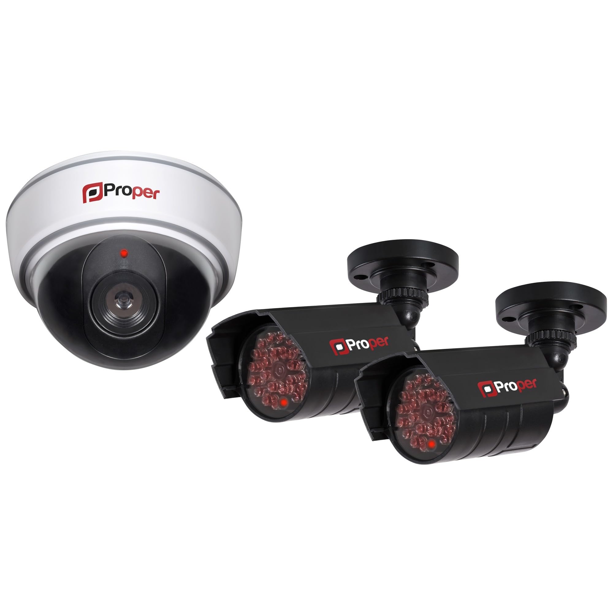 Maplin 3-Pack Fake Security Camera Outdoor Kit - Dummy CCTV Cameras for Home & Business Surveillance | Deter Burglars & Enhance Safety