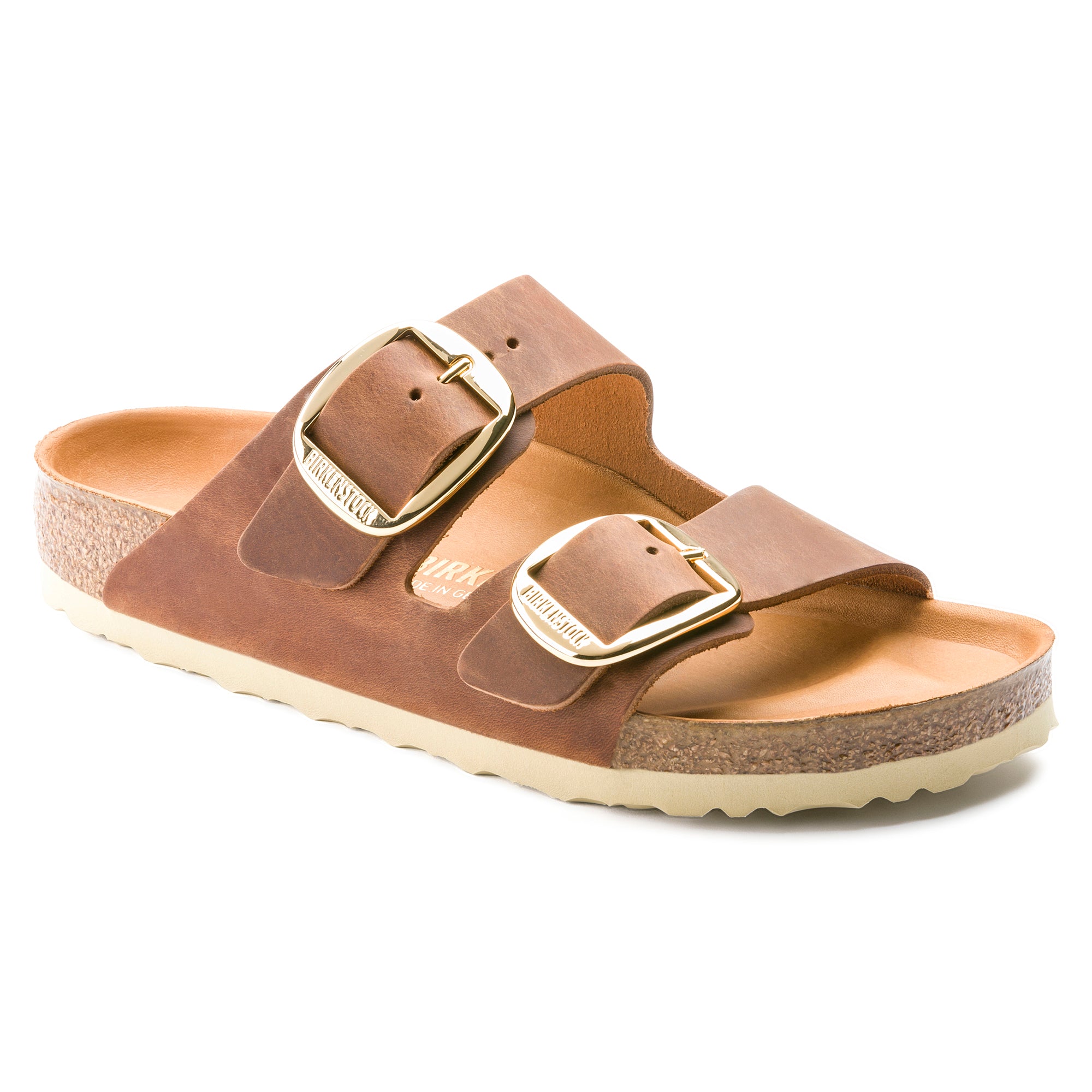 Birkenstock Arizona Big Buckle Sandals - Genuine Oiled Leather in Cognac Brown | Comfortable Footbed for Walking, Travel & Everyday Wear