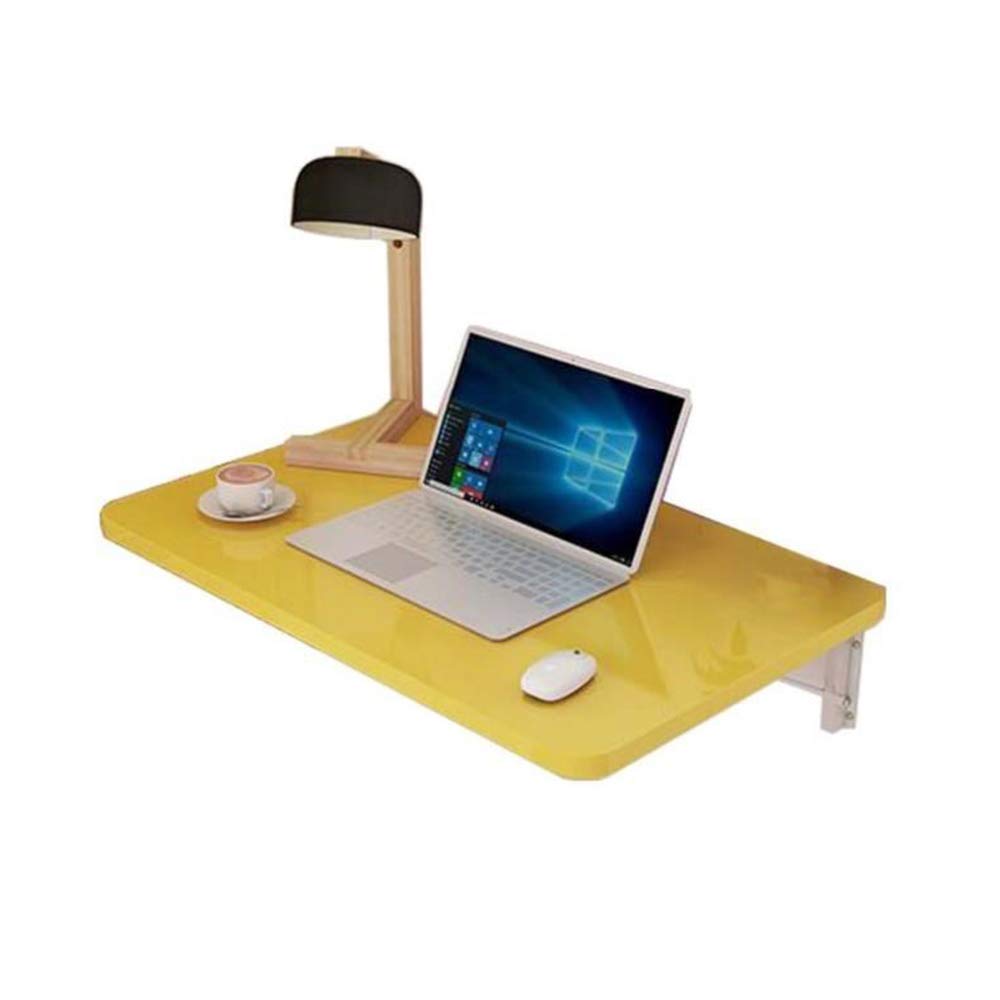 Foldable Wall Mounted Table - Space Saving Dining Desk & Computer Workstation for Small Spaces (Yellow, 40cm/50cm Width) - Perfect for Apartments, Dorms & Home Offices