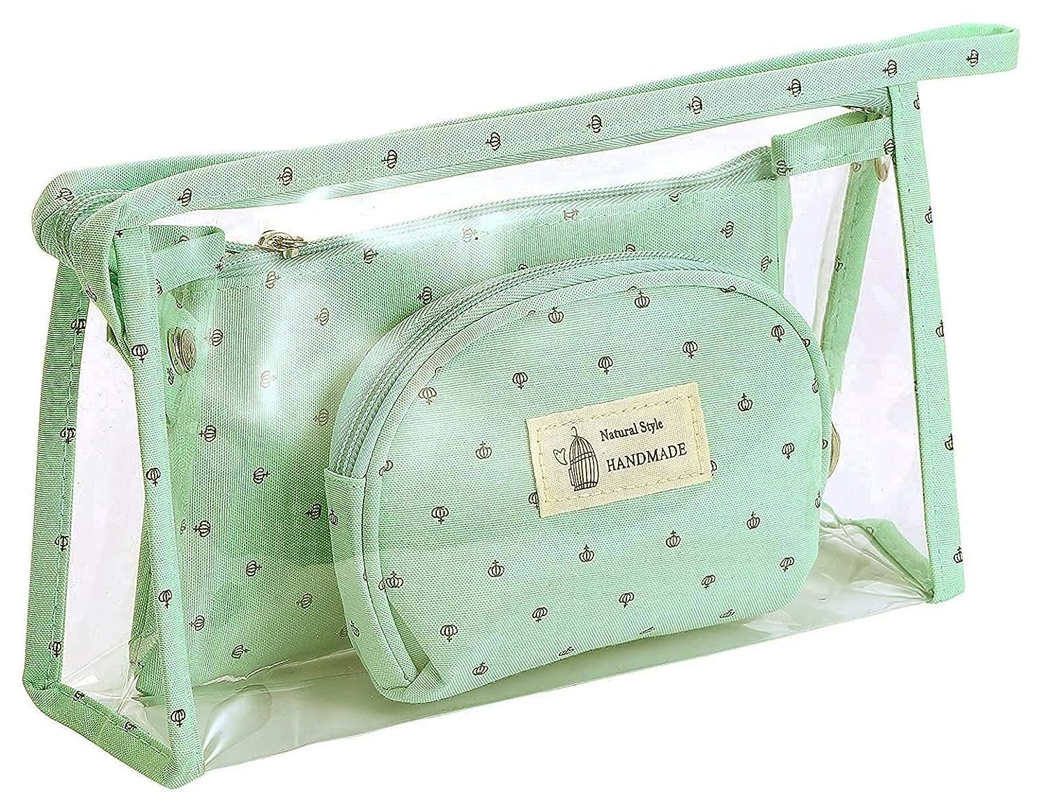 AARNAVKART 3-Piece Cosmetic Pouch Set for Women - Large, Medium, Small Makeup Bags with Zipper, Travel Toiletry Organizer (Green) | Perfect for Travel, Gym, and Daily Beauty Essentials