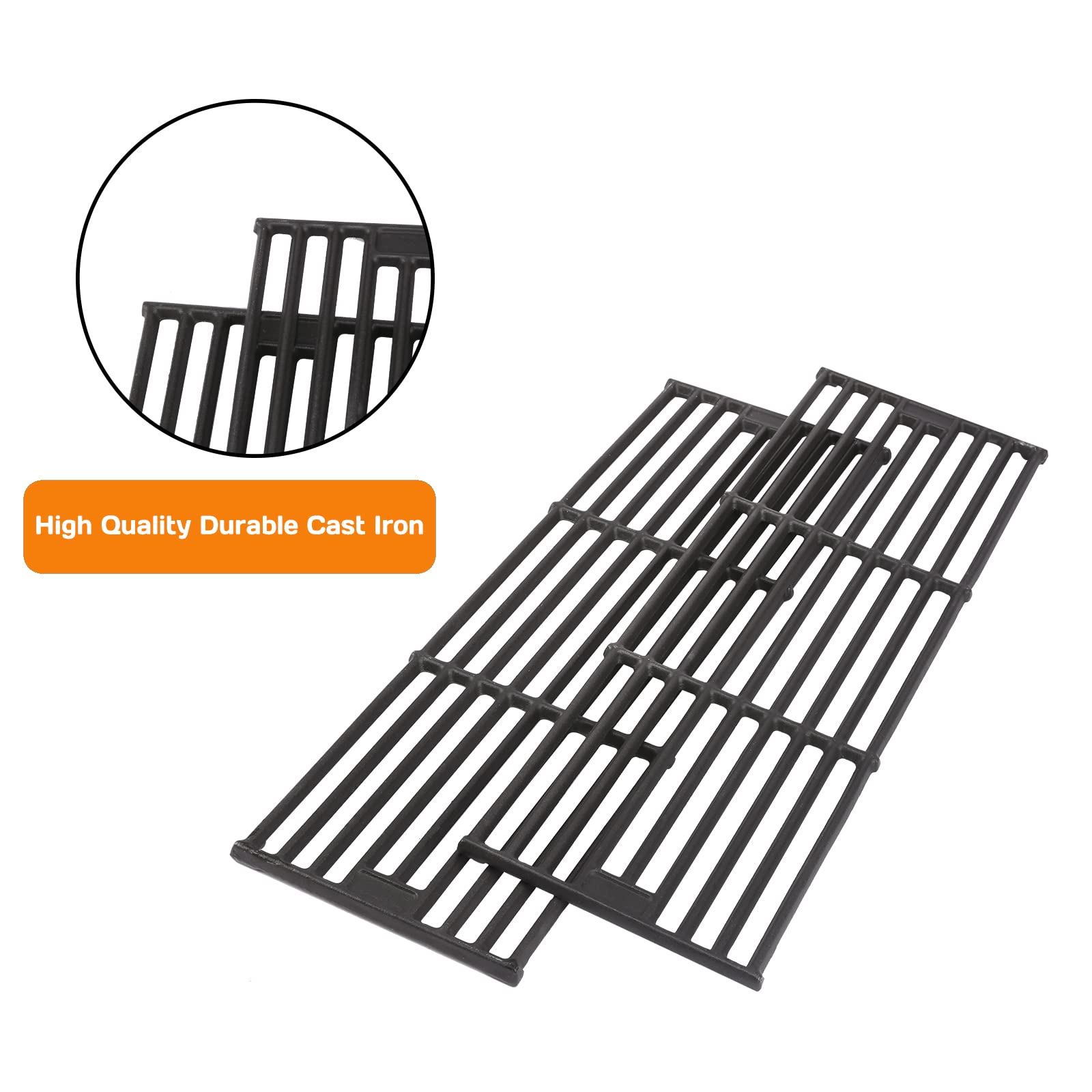 Hisencn 27-Inch Cast Iron Ash Pan & Grill Cooking Grates for Chargriller 2121, 2222, 2828 Models – Heavy Duty Drip Pan with 2 Fire Grate Hangers (5-Pack) – Perfect for BBQ, Grilling, and Outdoor Cooking