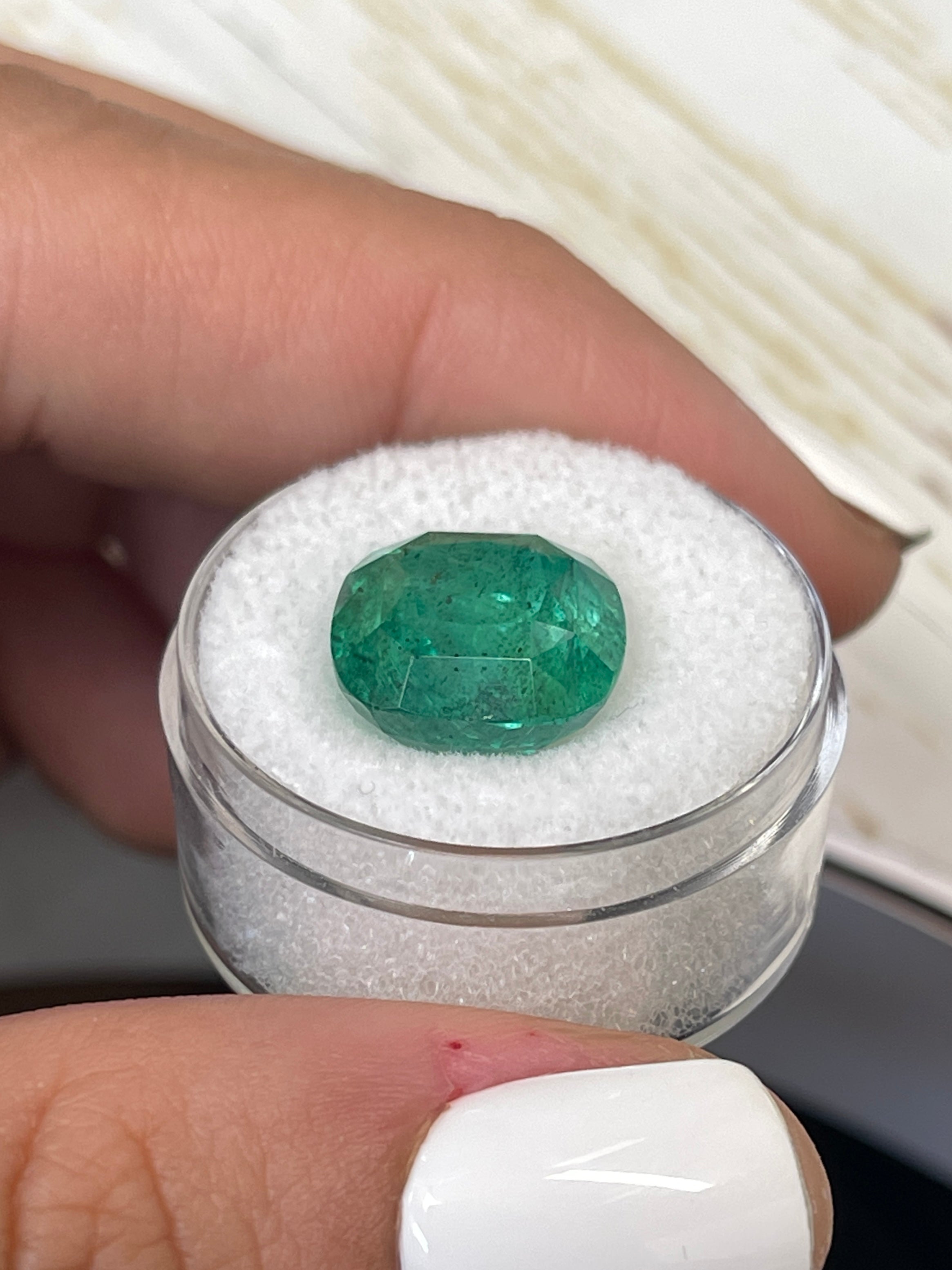 12.5x12.5mm 9.12 Carat Natural Zambian Emerald - Earthy Green Loose Gemstone, Round Cushion Cut for Jewelry Making, Engagement Rings & Collector's Pieces