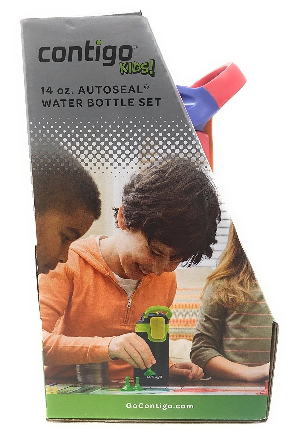 Contigo Kids Autoseal Gizmo 14oz Water Bottle - Leak Proof Stainless Steel Insulated Tumbler for School, Travel & Outdoor Activities (Nautical/School Boy/Granny Smith)