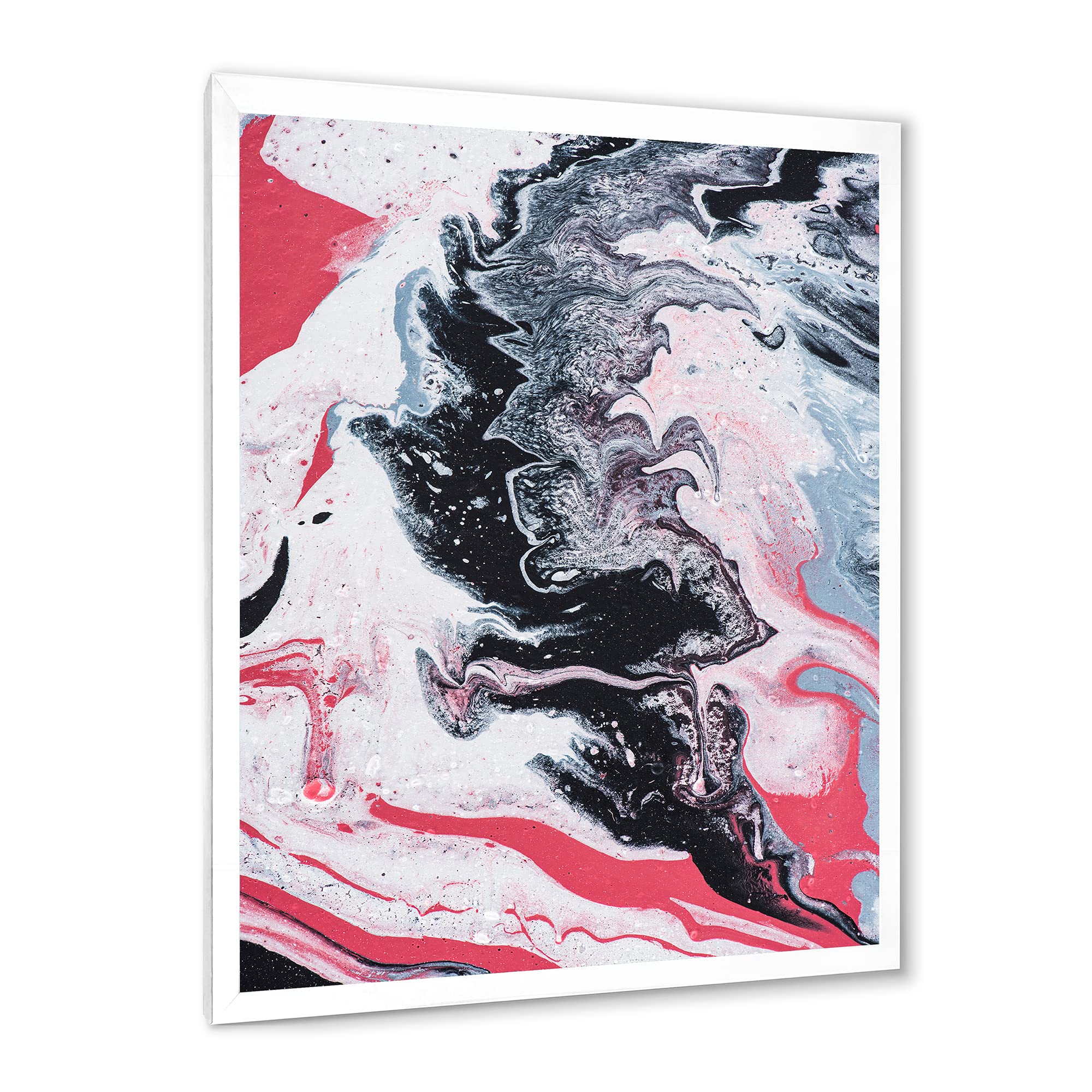 DesignQ Abstract Marble Composition in Pink and Gray - Modern Framed Wall Art for Living Room, Bedroom & Office Decor | Contemporary Home Artwork
