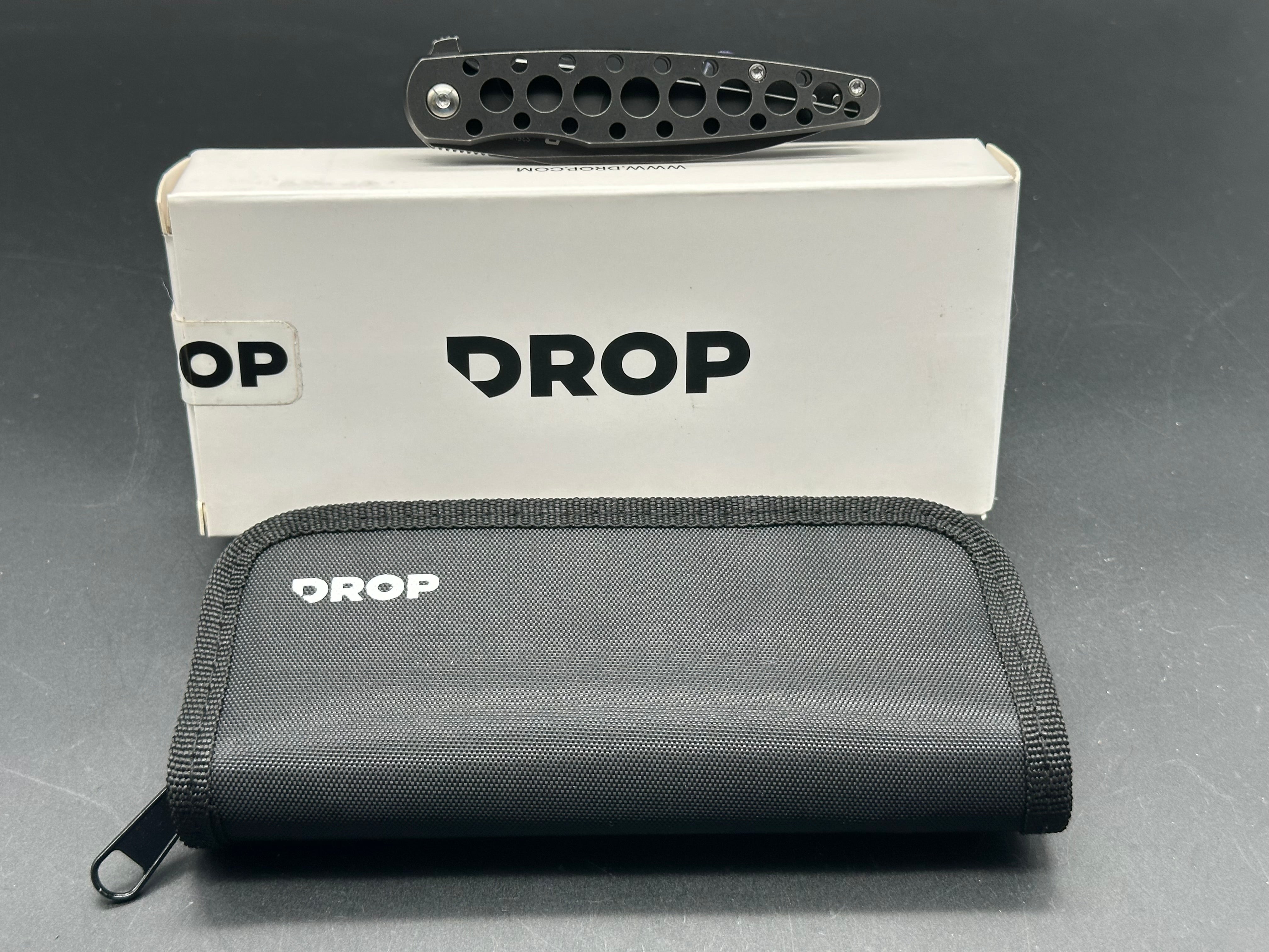 Premium Drop Zinker Dog Frame Lock Knife - Black Titanium Blade for Outdoor, Camping & EDC Use