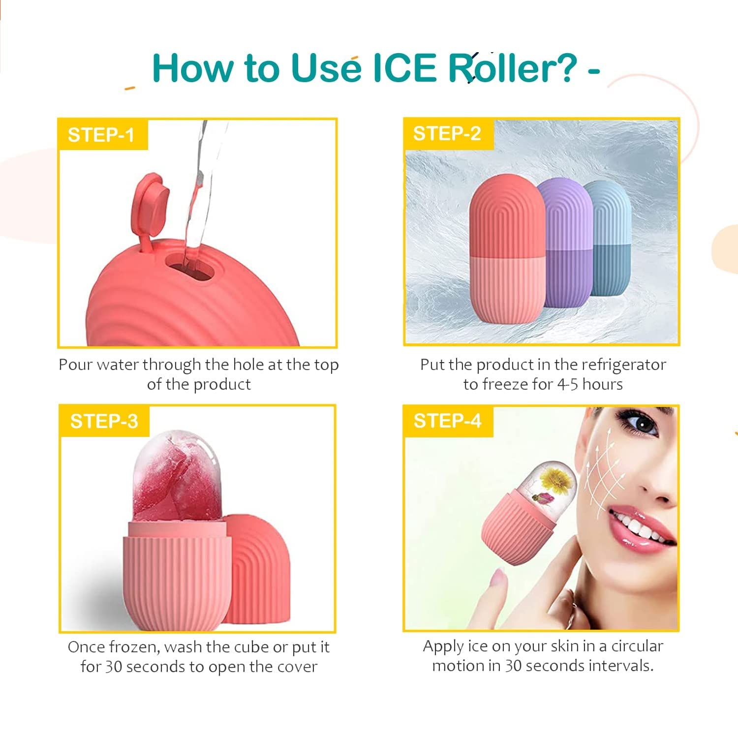 Getmecraft Sky-Blue Ice Roller for Face - Reusable Silicone Facial Ice Cubes for Skin Care, Pain Relief & Puffiness Reduction - Perfect for Morning Routine, Sunburn Soothe & Post-Workout Recovery