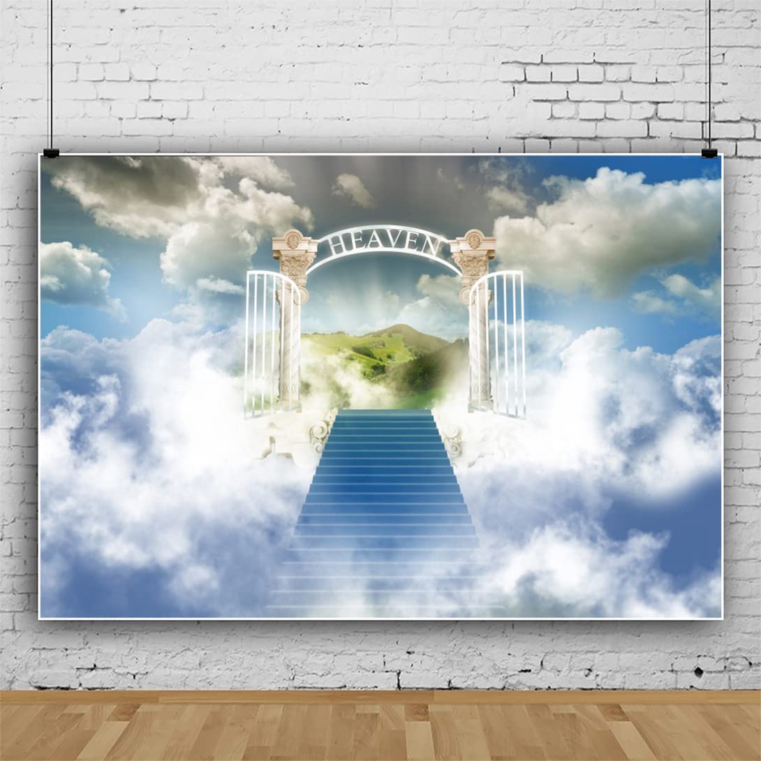 7x5ft Blue Vinyl Backdrop for Photography & Events - Baptism, Wedding, Church, Kids Studio