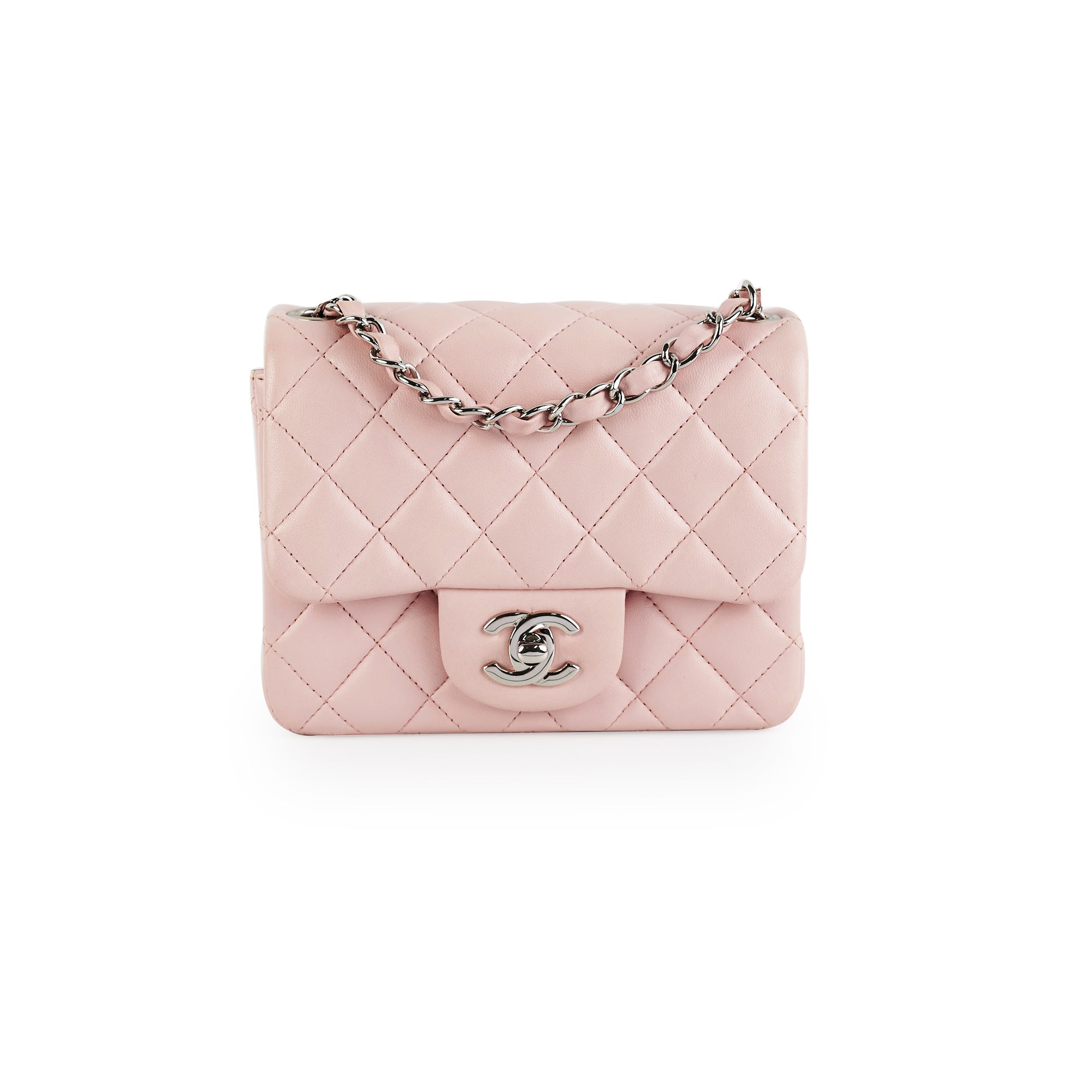 Chanel Mini Square Pink Flap Bag - Luxury Quilted Leather Crossbody Purse for Women | Perfect for Parties, Dates & Special Occasions