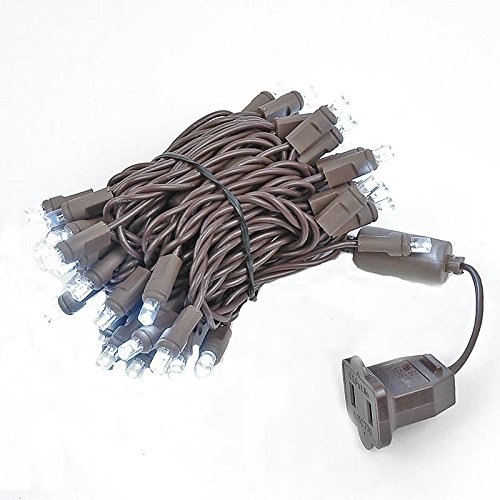 50 LED Commercial Christmas Lights - 11ft Pure White String with 2.5