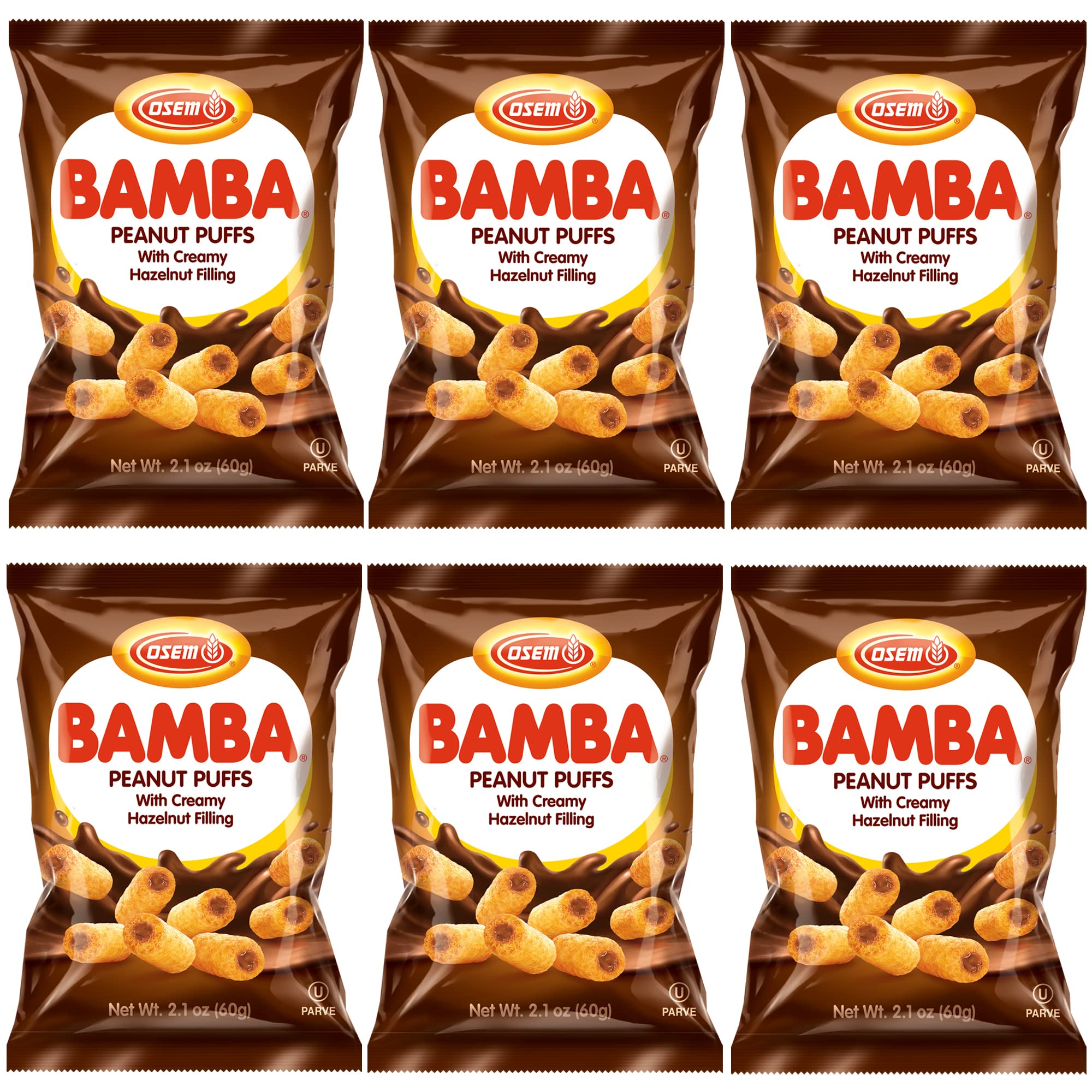 Organic Bamba Hazelnut Cream Peanut Butter Snacks - All Natural PB Corn Puffs, 2.1oz (Pack of 6) | Gluten-Free Kids Snacks for School Lunch, Healthy On-The-Go Treats & Party Favors