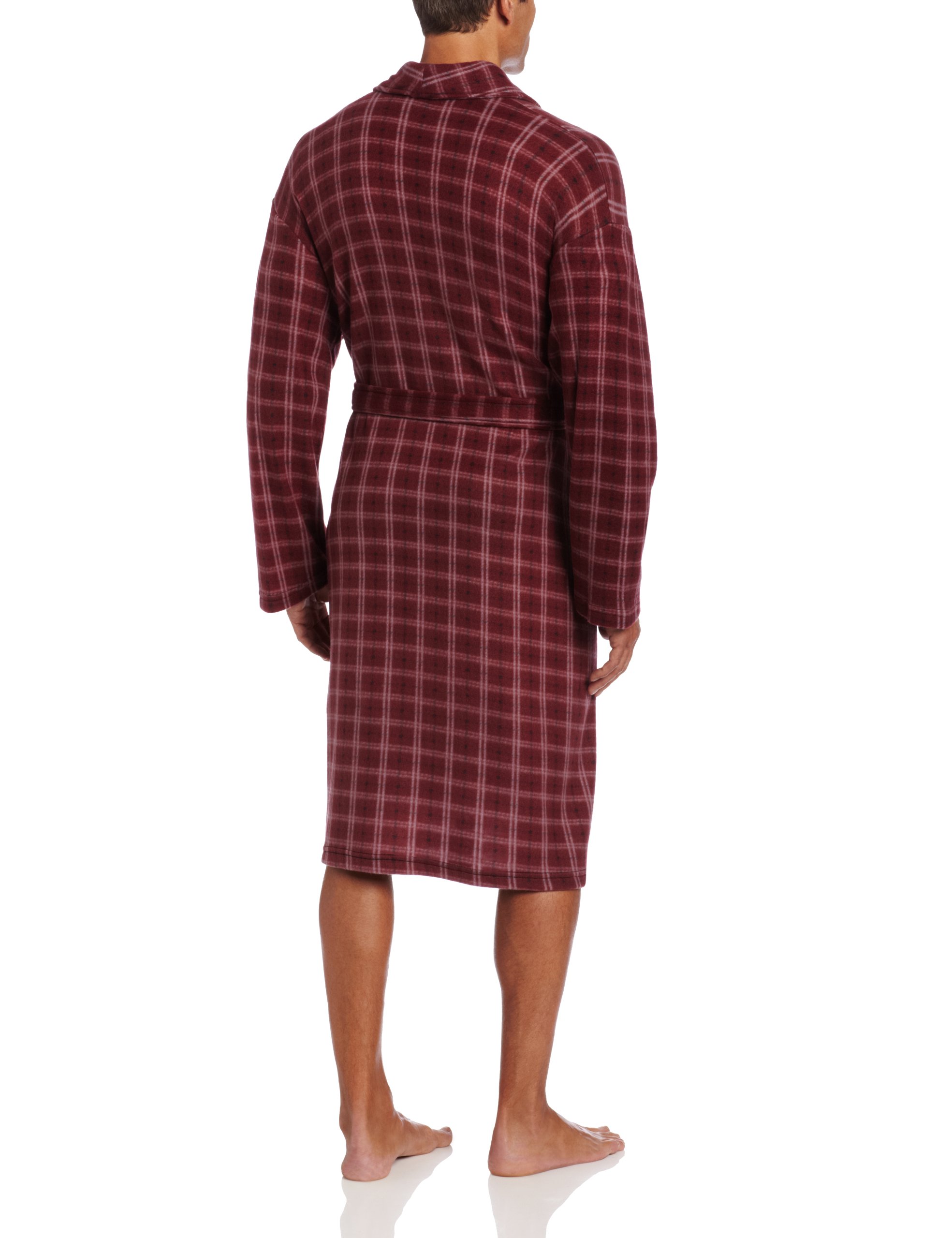 Men's Plaid Fleece Robe - Red/Cream for Cozy Home Wear