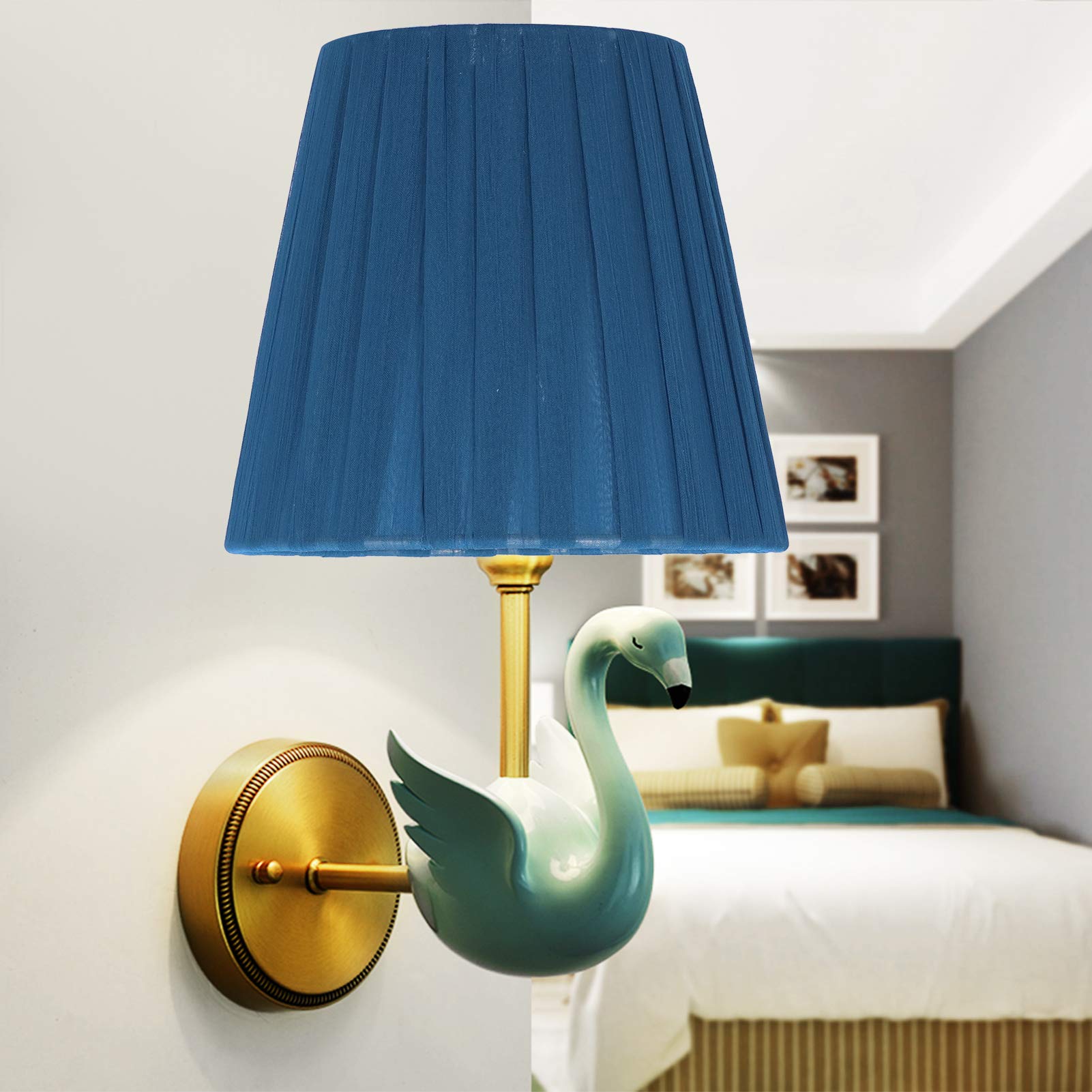 Modern Clip-On Lamp Shades 3.5/5.1/5.5 Inch - Exquisite Blue Lampshades for Chandelier & Wall Lights - Compatible with Small Size A/B/C/F/P Bulbs - Perfect for Bedroom, Living Room & Dining Room Lighting Decor