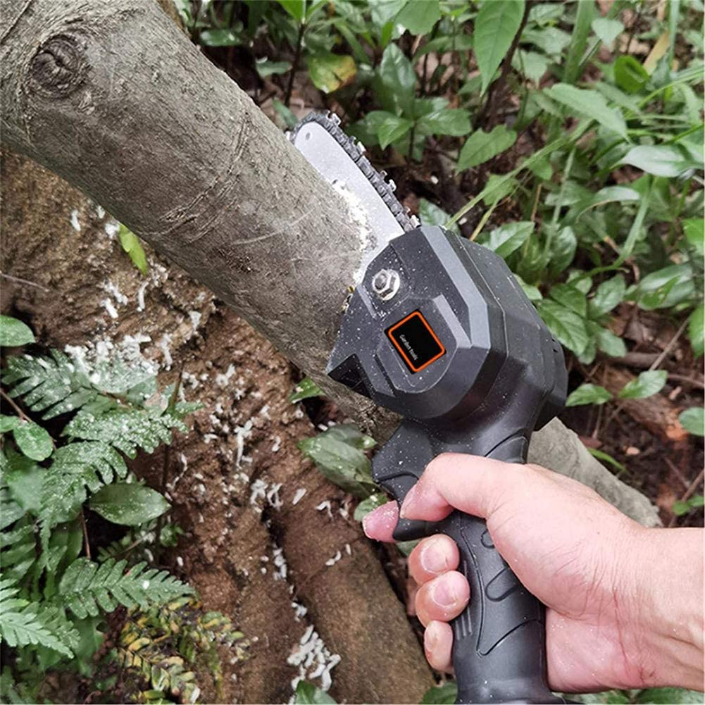 4 Inch Mini Electric Chainsaw - 24V Rechargeable Battery Powered Cordless Chainsaw for Pruning, Wood Cutting & DIY Projects | Perfect for Garden Trimming, Camping & Home Improvement