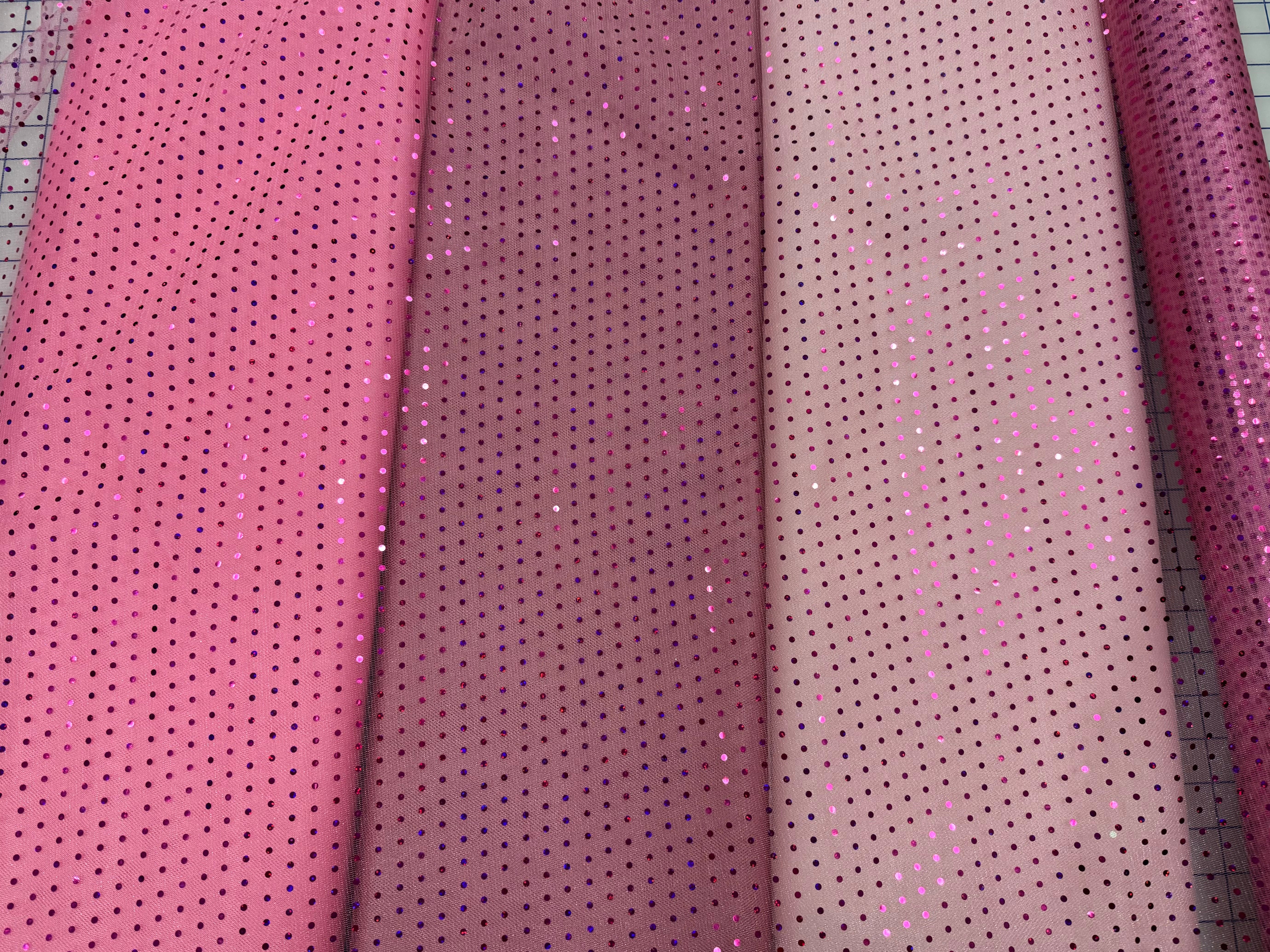 Hologram Dot Tulle Fabric 58 Inches Wide - Candy Pink Shimmery Tulle for Wedding Decor, Party Backdrops & DIY Crafts - Premium Quality New Tulle Material