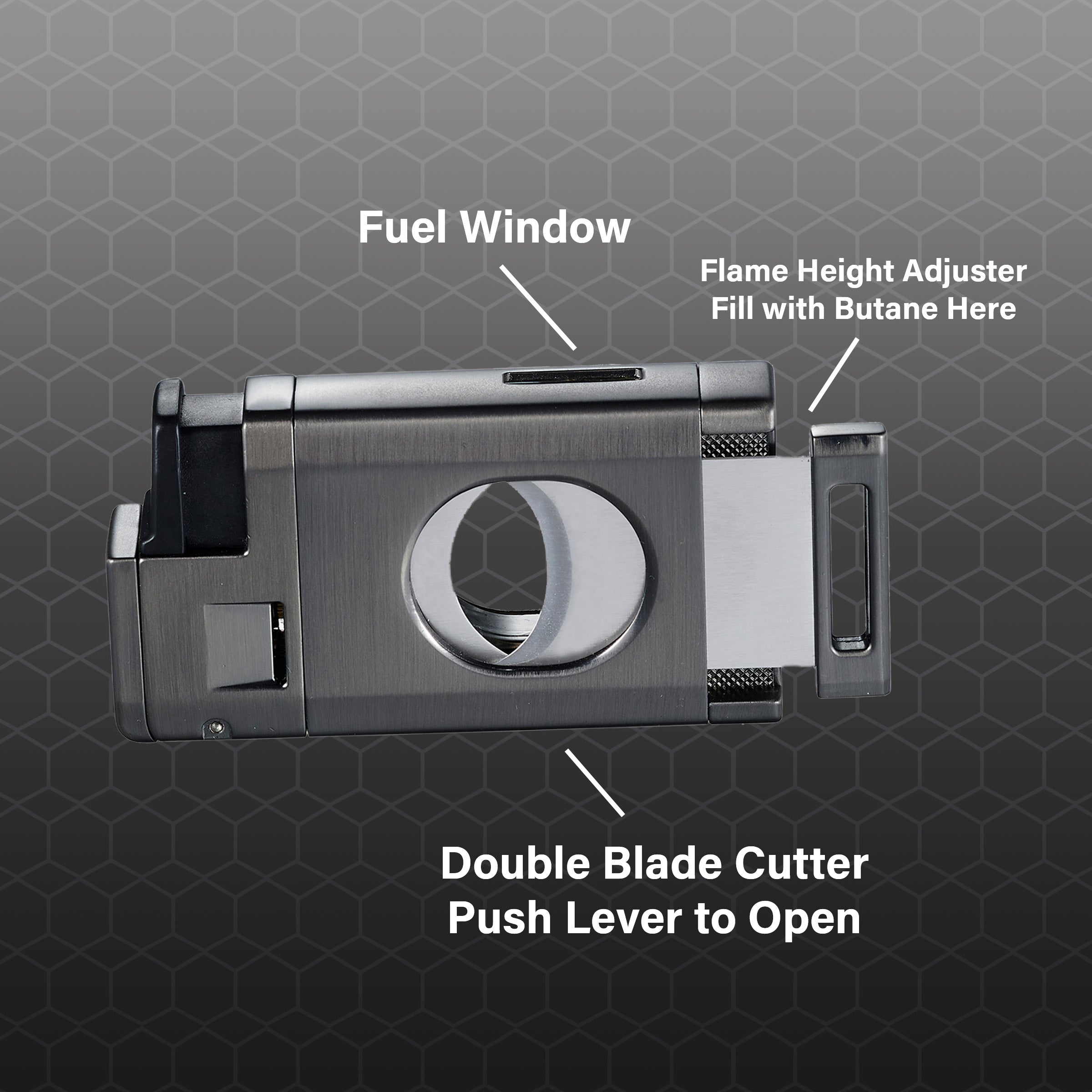 Premium Visol LighCut Gunmetal Triple Torch Flame Lighter & Cigar Cutter Set - Windproof Butane Lighter with Punch Cutter for Cigars, Perfect for Outdoor Smoking, Camping & Gifts