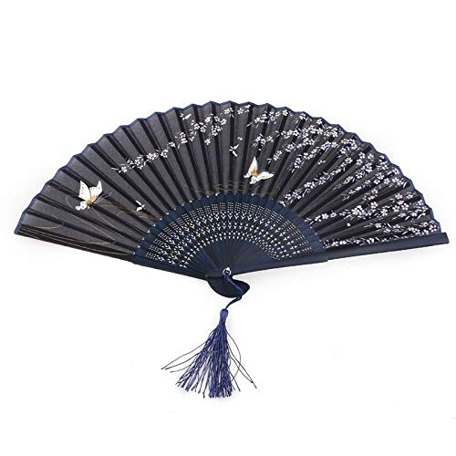 Women's Folding Bamboo Fan with Tassel - Wedding & Party Gift