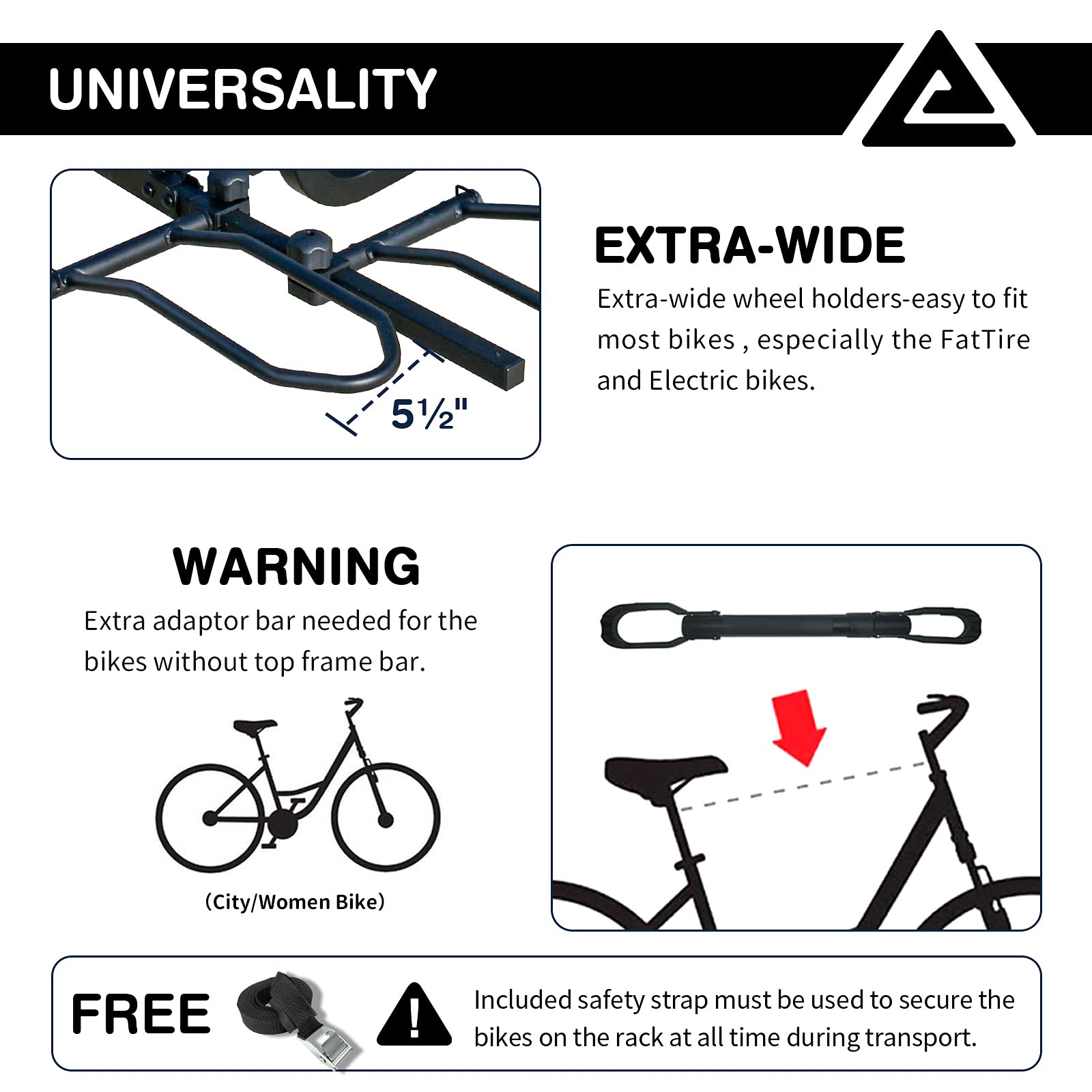 Leader Accessories 2-Bike Platform Hitch Mount Bike Rack - Foldable Tray Style Bicycle Carrier for Cars, Trucks, SUVs & Minivans with 2