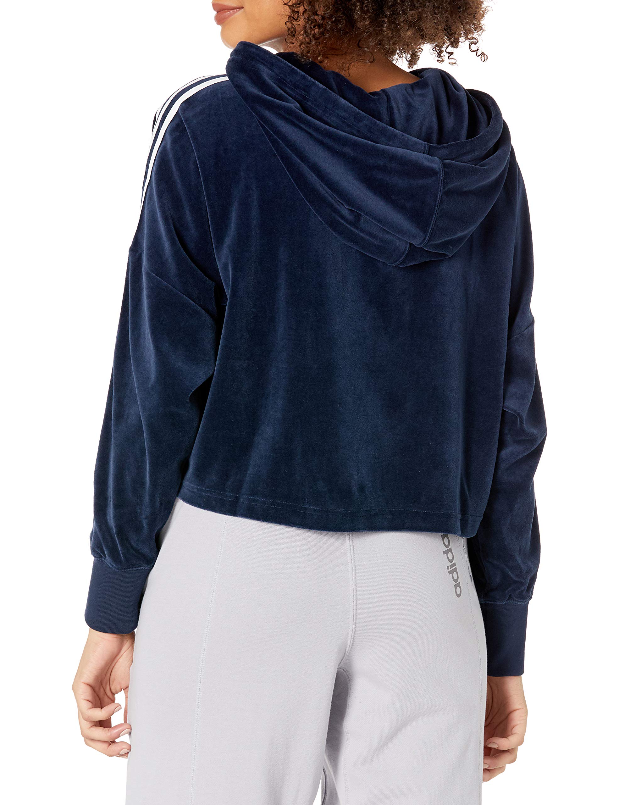 Adidas Originals Women's Velour Cropped Hoodie - Soft Fleece Pullover Sweatshirt for Casual Wear, Gym & Street Style Fashion