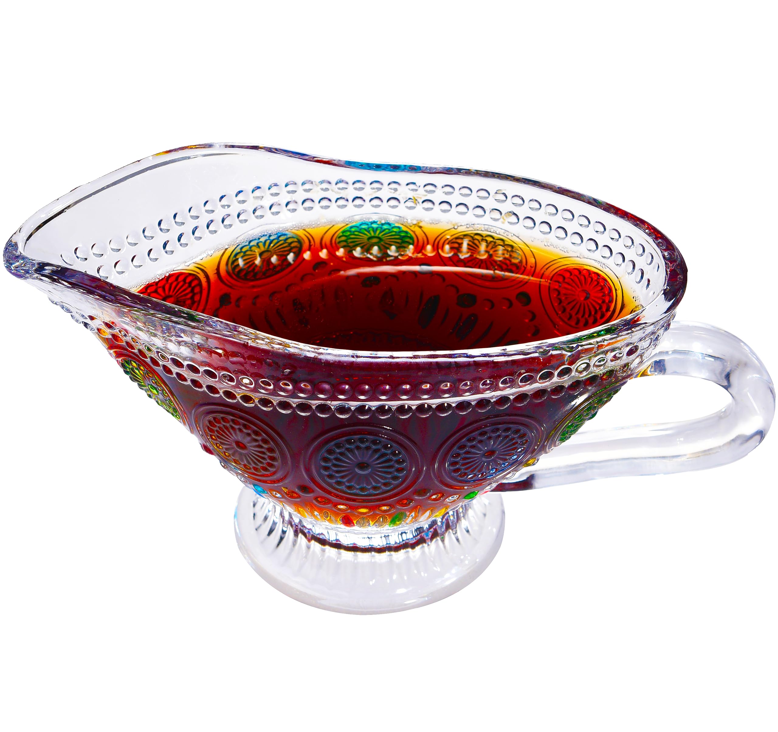 10 oz Vintage Textured Glass Gravy Boat & Cream Pitcher - Elegant Glassware for Gravy, Salad Dressing, Sauces, Milk, Cream - Perfect for Dinner Parties, Holiday Meals & Kitchen Serving