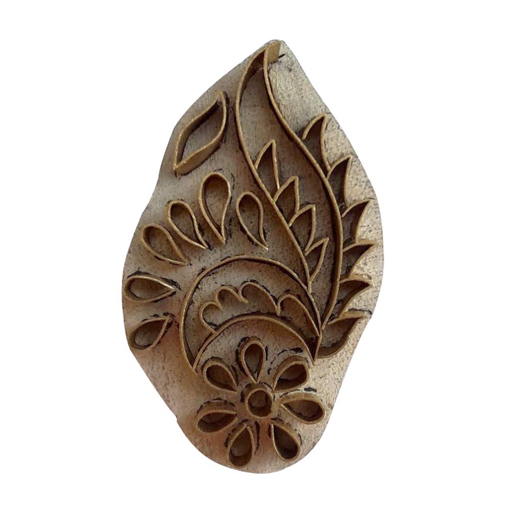 Royal Kraft Floral Brass Wooden Stamps for Block Printing on Clay, Pottery & Fabric - DIY Crafts & Home Decor