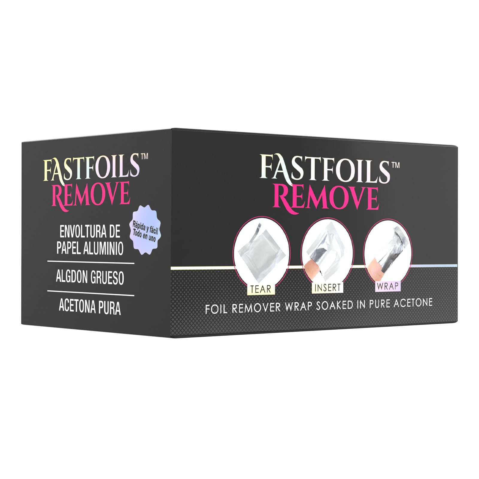 Americanails FastFoils 100ct One Step Gel Polish Foil Remover Wraps - All-in-One Nail Polish Remover with Thick Cotton Pads & Pure Acetone - Removes Gel, Acrylic & Dip Nails - Perfect for Salon & At-Home Manicures