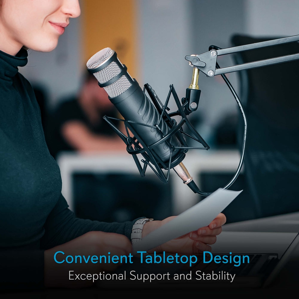 Professional Desktop Suspension Microphone Boom Stand with Adjustable Arm - Perfect for Podcasting, Streaming, Gaming & Home Studio Recording