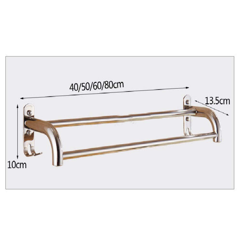 Fast Drying Stainless Steel Towel Rack - 60CM Double Rod Wall Mounted Bathroom Organizer with Hooks | Durable SUS304, Space Saving Design for Bath Towels & Robes | Perfect for Small Bathrooms, Apartments & Laundry Rooms