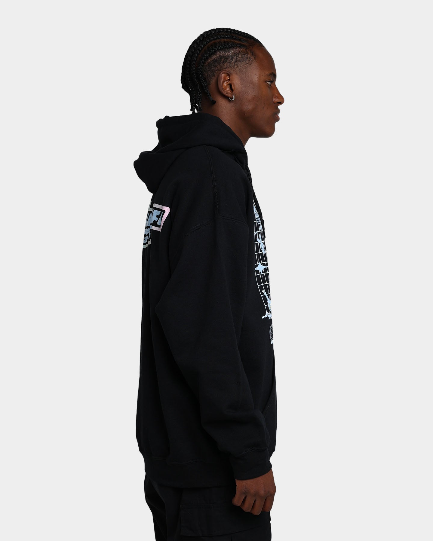 American Thrift X Powerpuff Girls Grid Logo Hoodie - Black | Cartoon Streetwear for Women & Teens | Perfect for Casual Wear, Cosplay & Anime Conventions