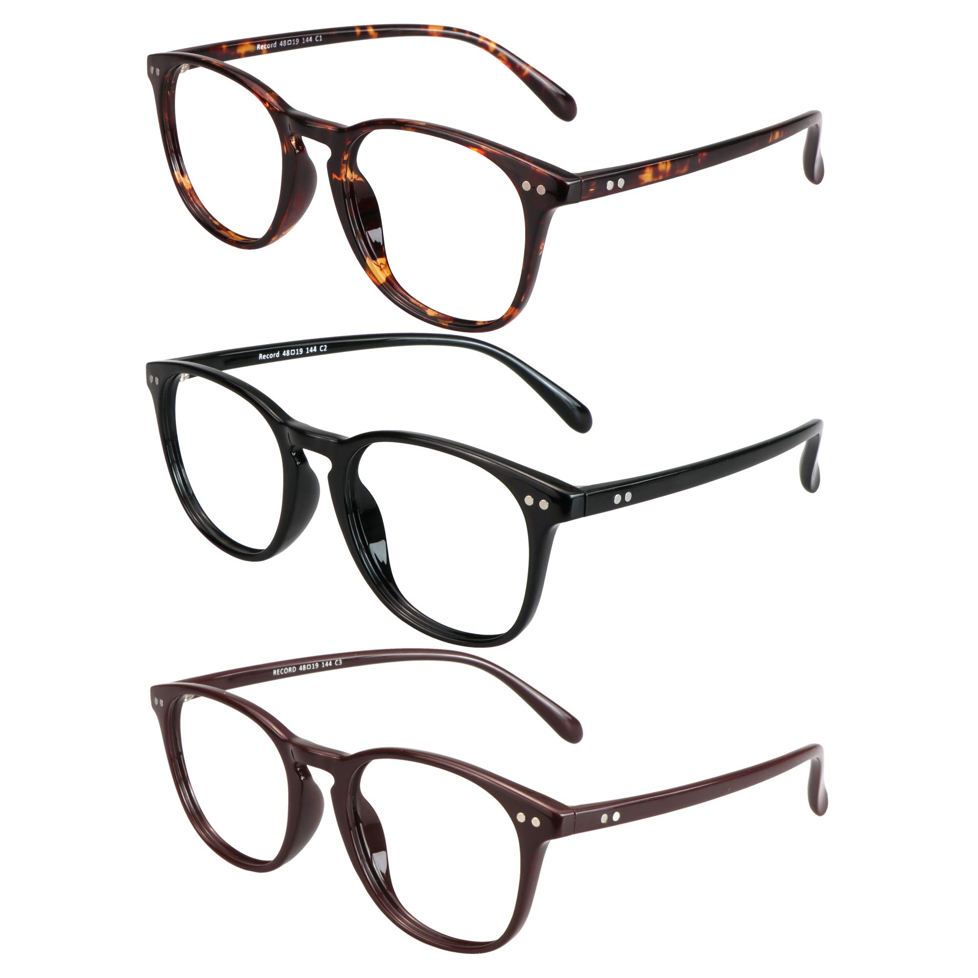 Blue Light Blocking Glasses 3 Pack - Square Frame Computer & Gaming Glasses for Men & Women - Anti Eyestrain, UV Protection - Perfect for Office Work, Online Classes & Nighttime Screen Use