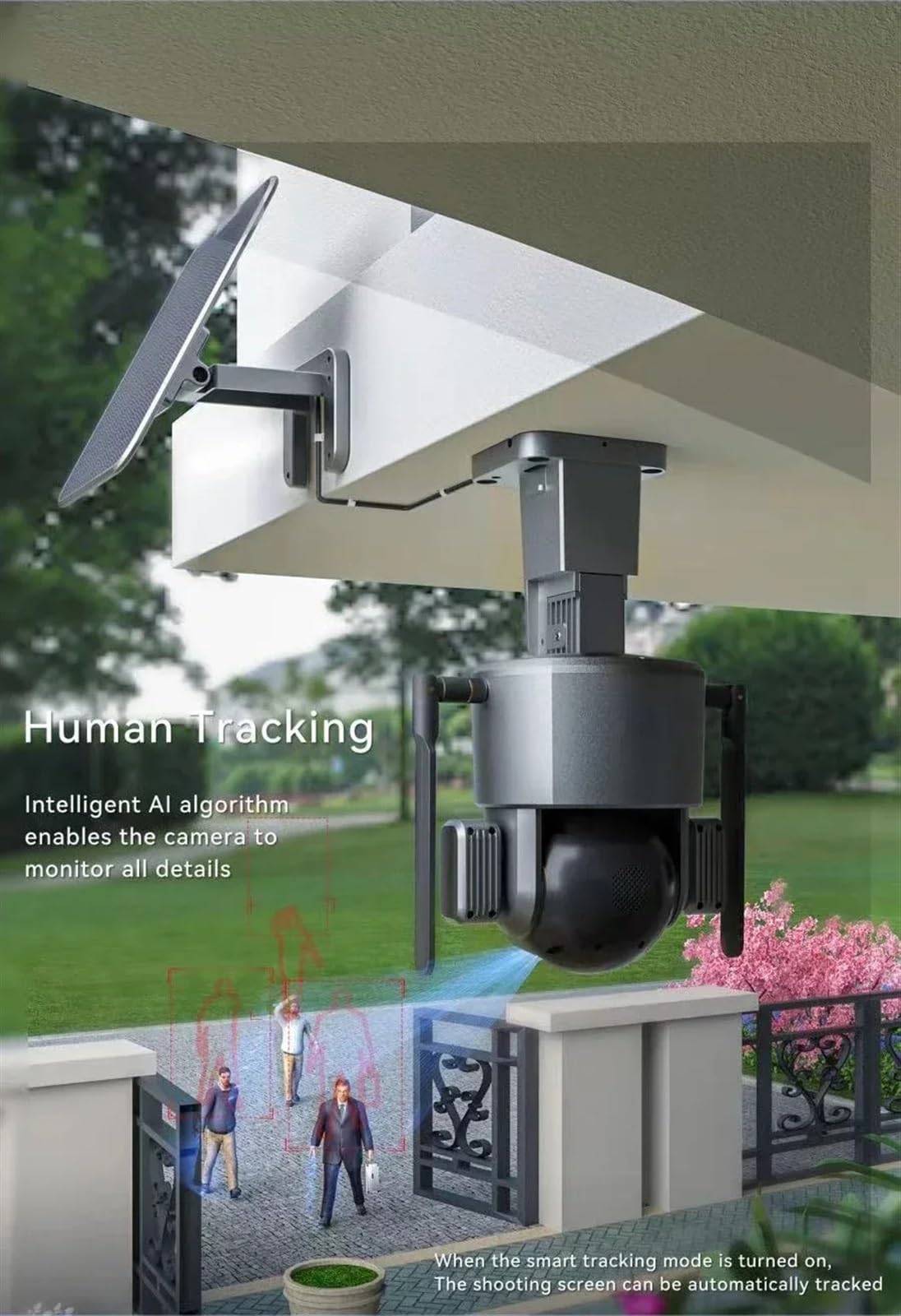 4K 8MP Wireless Outdoor Security Camera with 4G LTE, Solar Power & Auto-Tracking - Dual Lens PTZ IP Camera with Night Vision, Motion Detection & 128GB Storage - Ideal for Home Security, Yard Monitoring & Property Surveillance